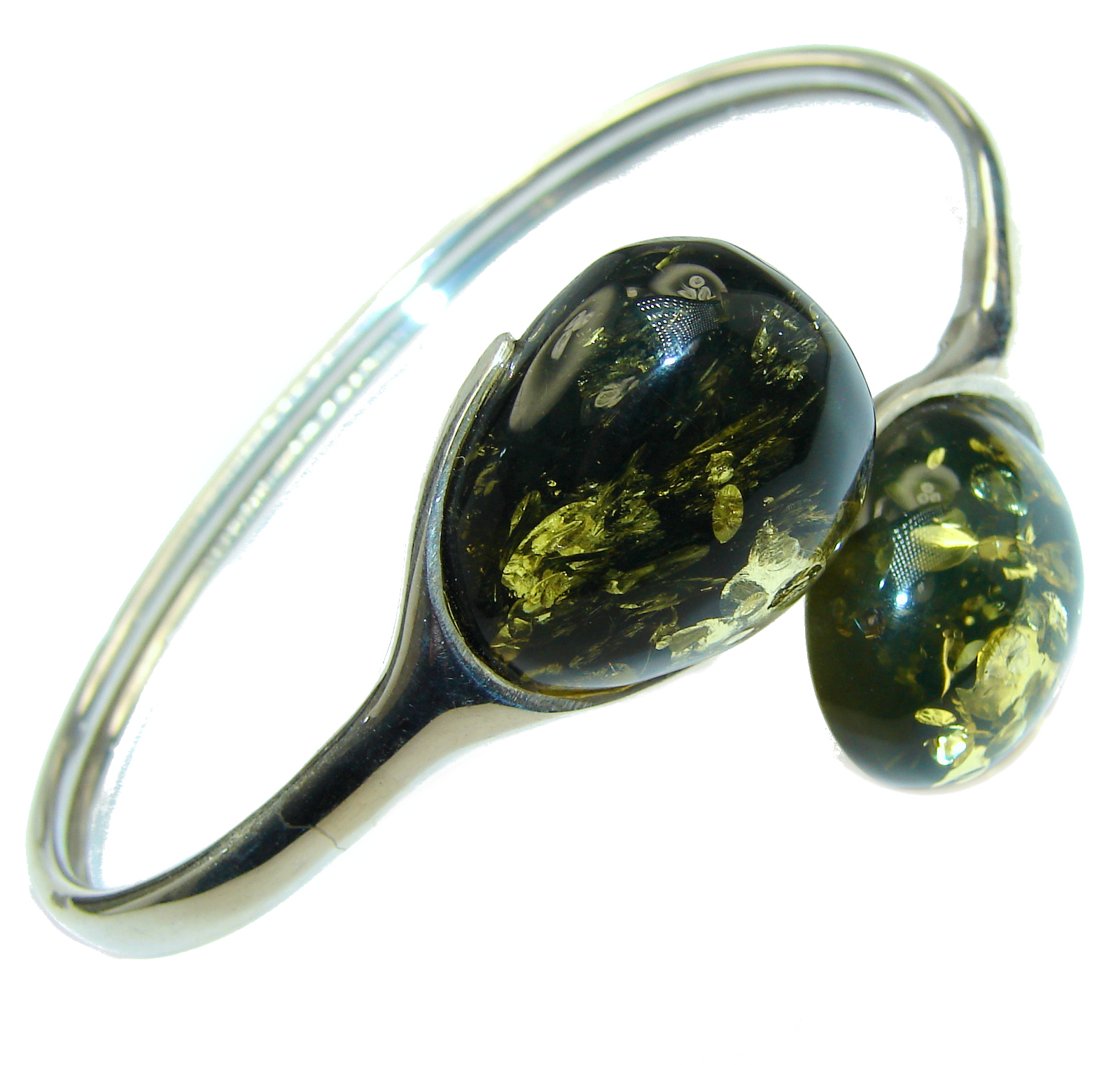 Gorgeous quality Green Polish Amber .925 Sterling Silver handcrafted Bracelet