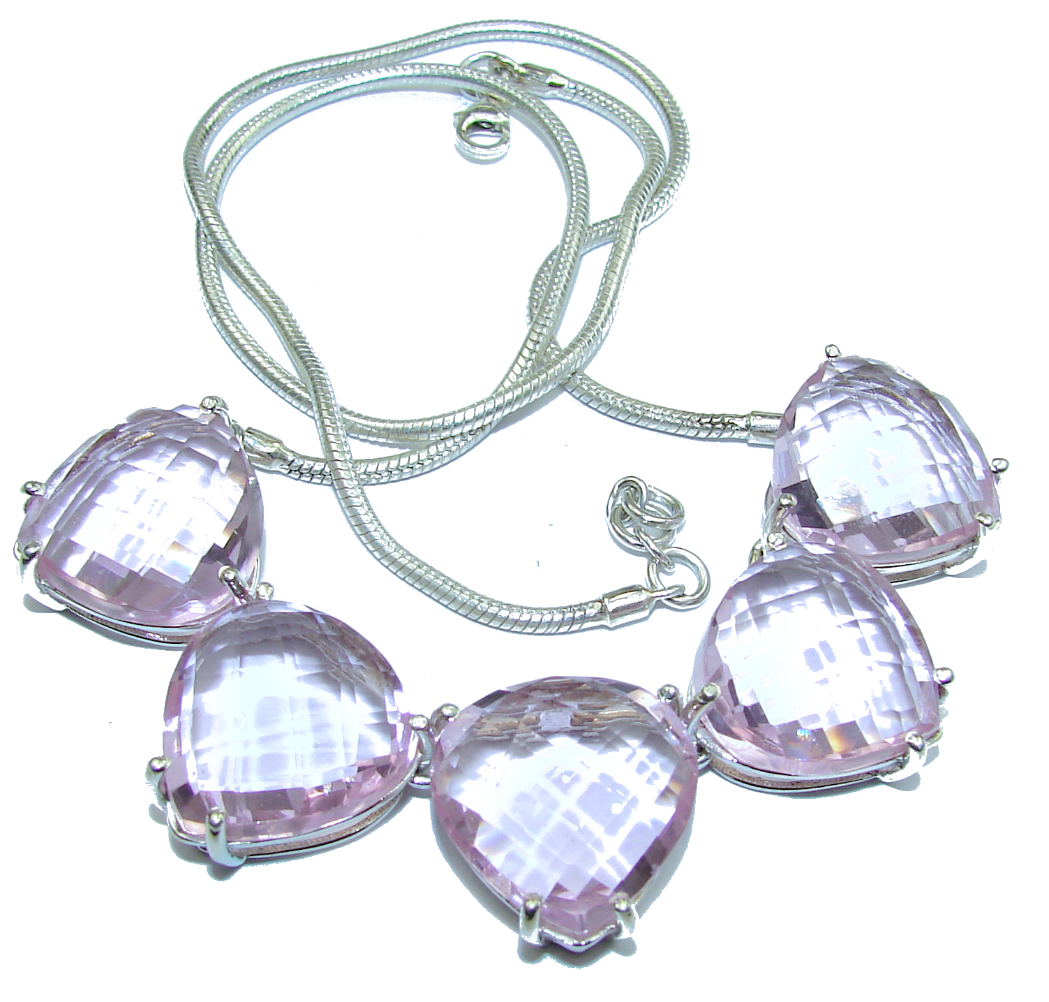 Sweet Norwegian Pink Fiord Quartz .925 Sterling Silver handmade necklace