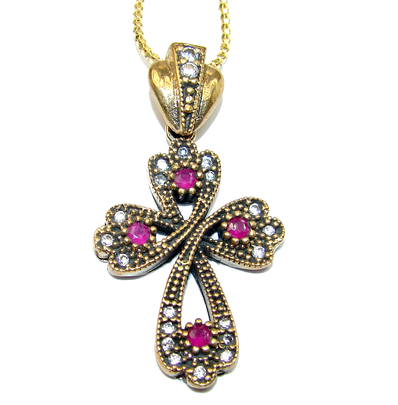 Cross created Ruby .925 Sterling Silver handmade Necklace
