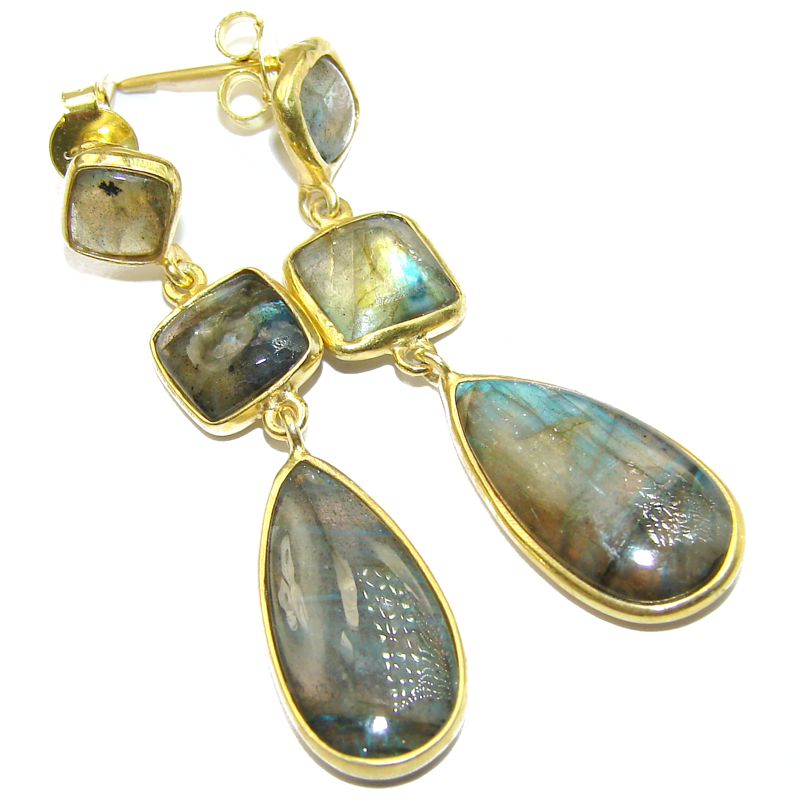 Perfect Labradorite 14K Gold over .925 Sterling Silver handmade earrings