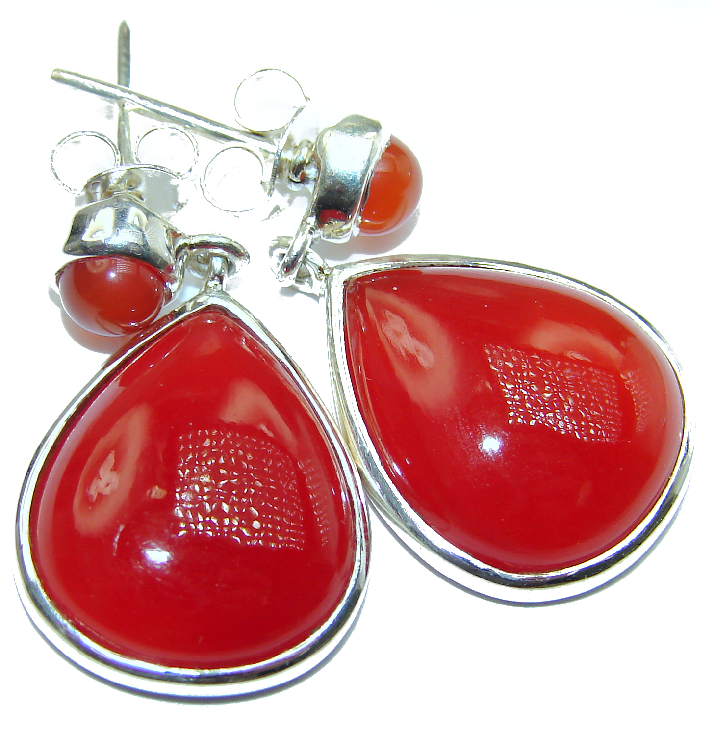 Sublime Orange Carnelian oxidized .925 Sterling Silver handmade earrings