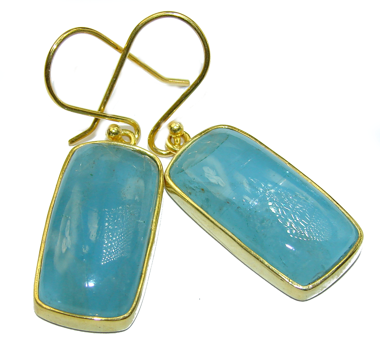 Simple Style genuine Aquamarine .925 Sterling Silver handmade earrings