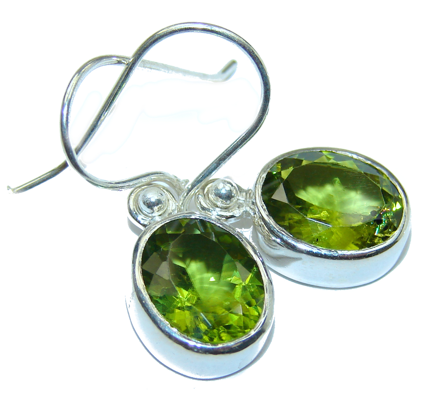 Authentic Peridot .925 Sterling Silver handmade earrings