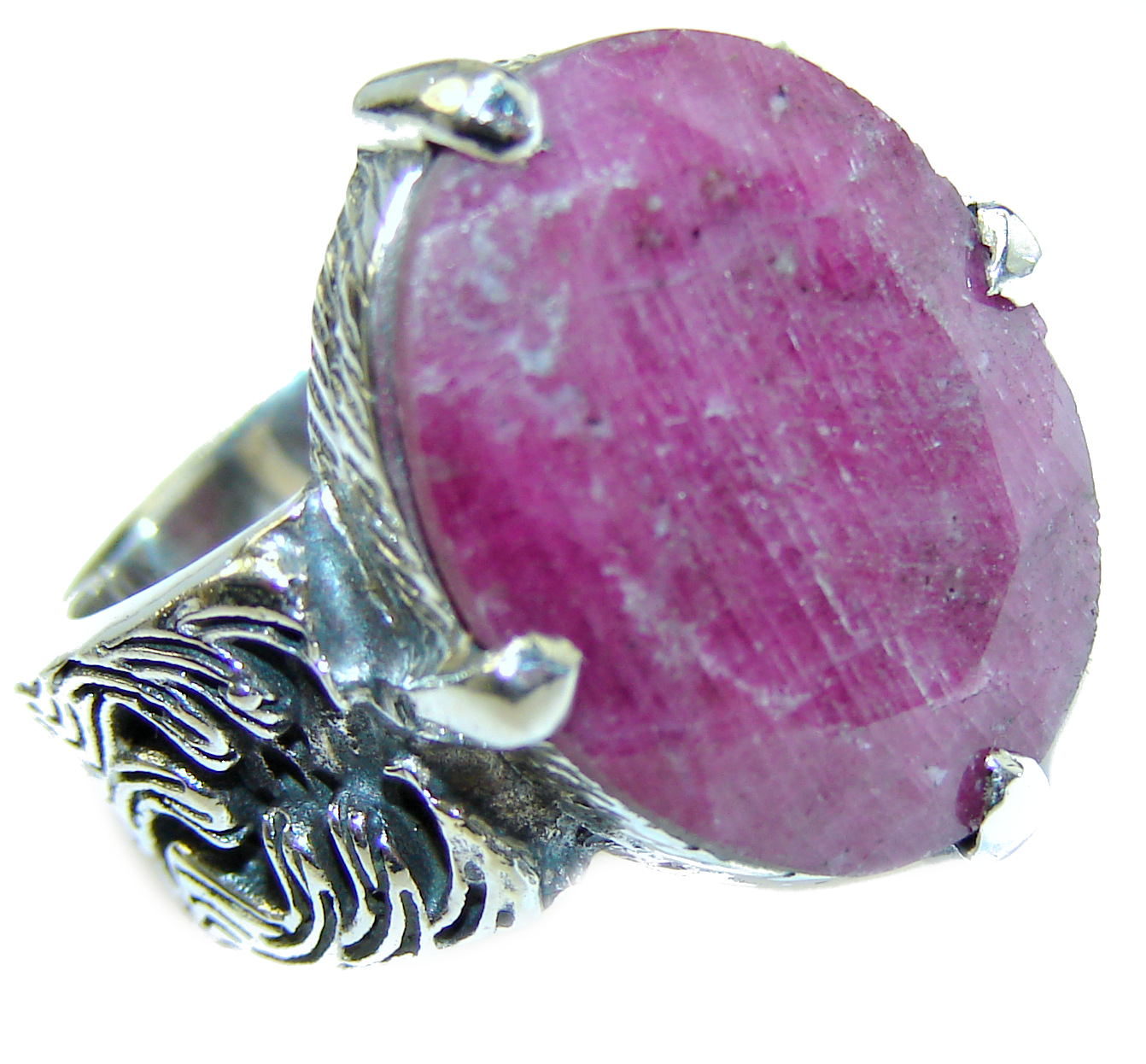 Vintage Design Genuine 25ct Ruby 14K Gold over .925 Sterling Silver handmade Ring size 7 1/4