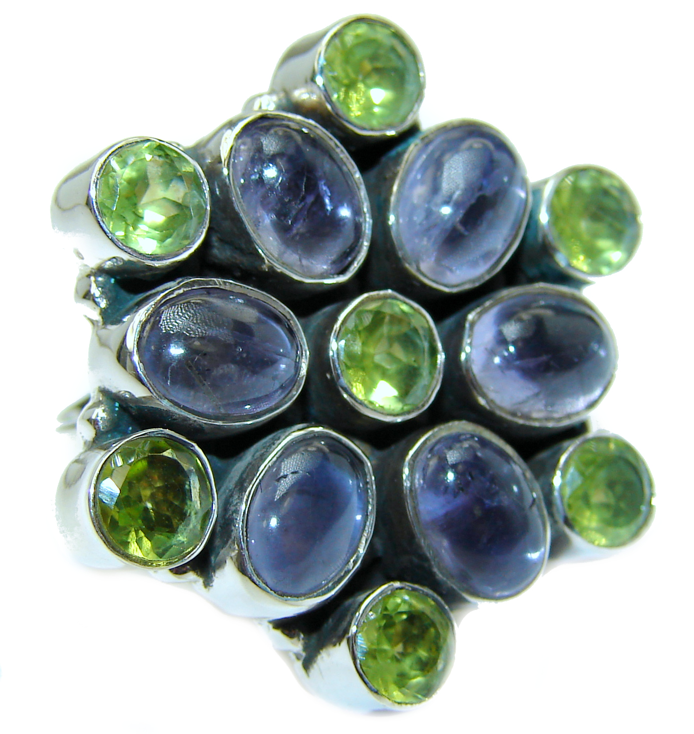 Huge Iolite .925 Sterling Silver handcrafted Ring s. 8 1/4