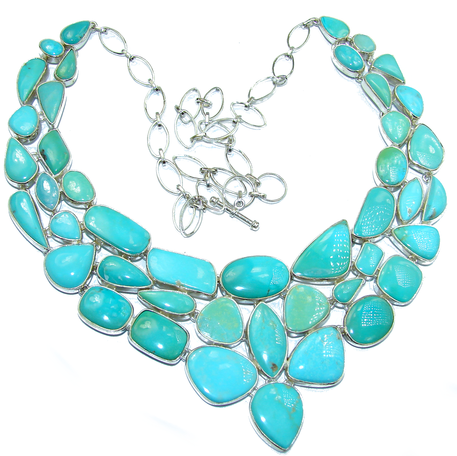 Huge Gallery Masterpiece Blue genuine Sleeping Beauty Turquoise .925 Sterling Silver necklace