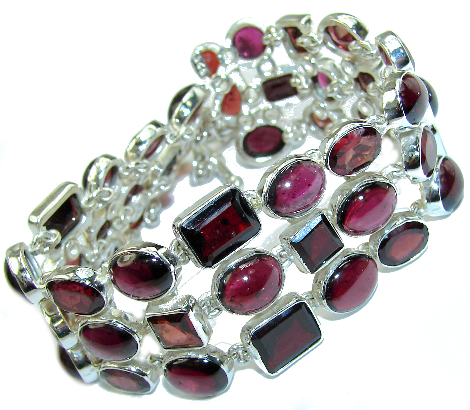 Real Beauty authentic Garnet .925 Sterling Silver handcrafted Bracelet