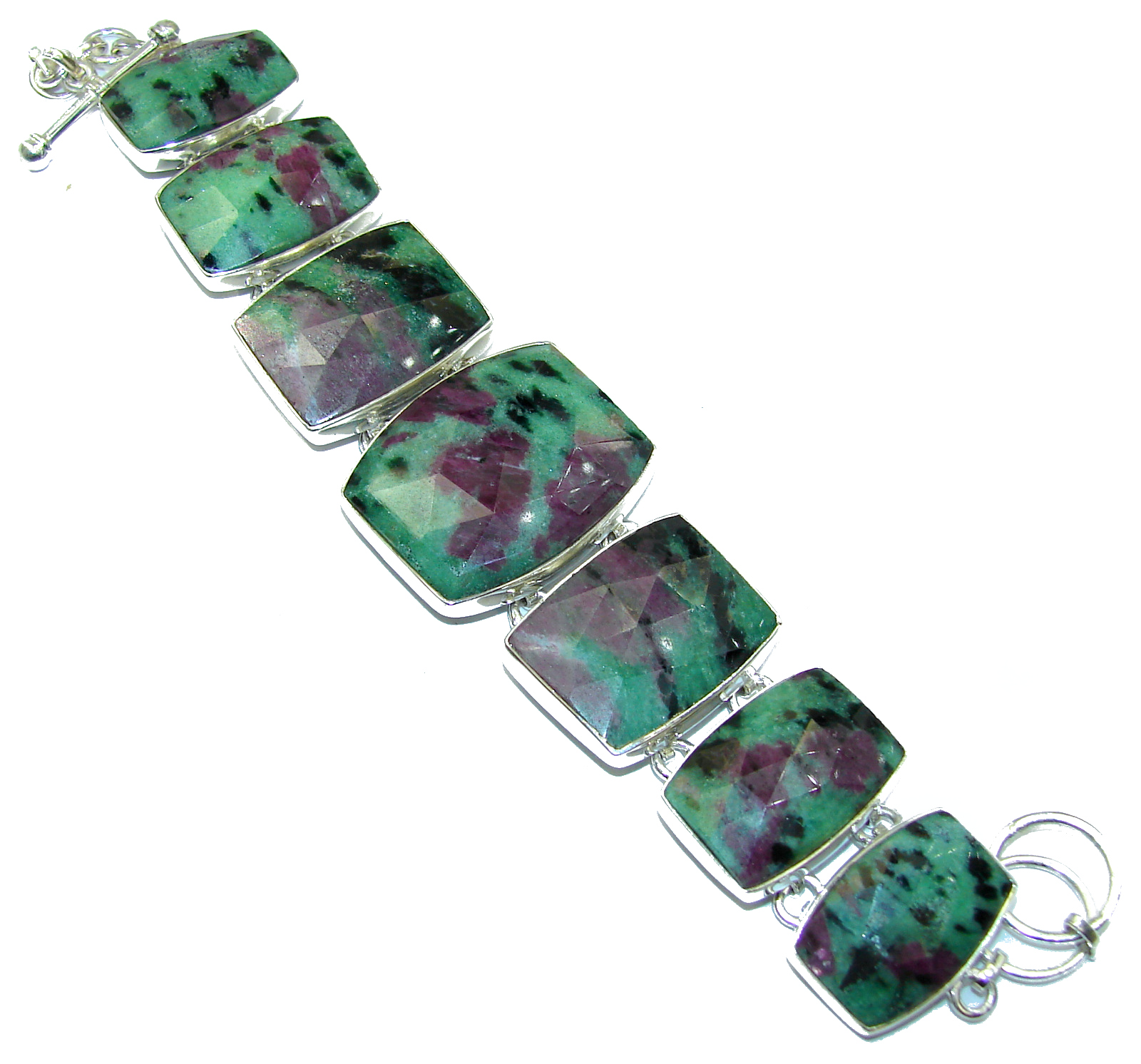 Beauty of Nature Ruby in Zoisite handmade .925 Sterling Silver Bracelet