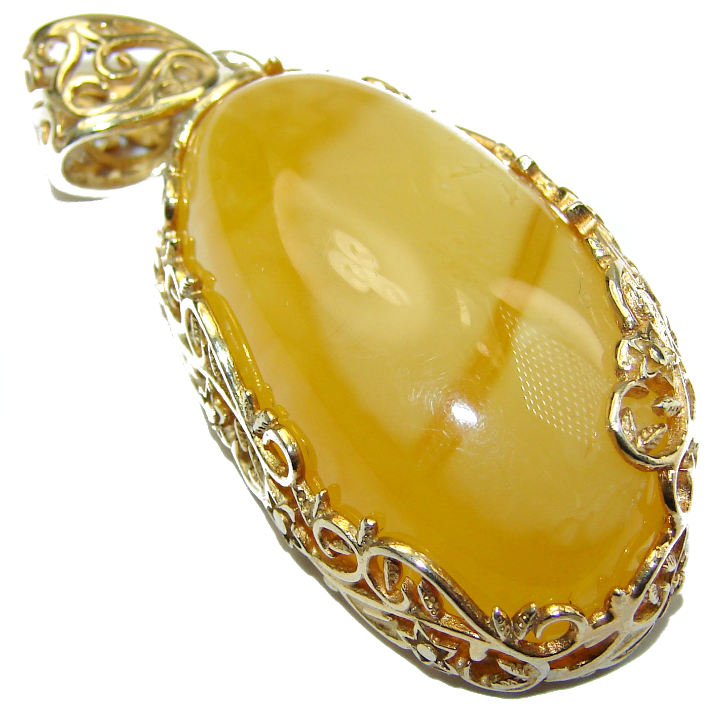 Huge Natural Butterscotch Baltic Amber .925 Sterling Silver handmade Pendant