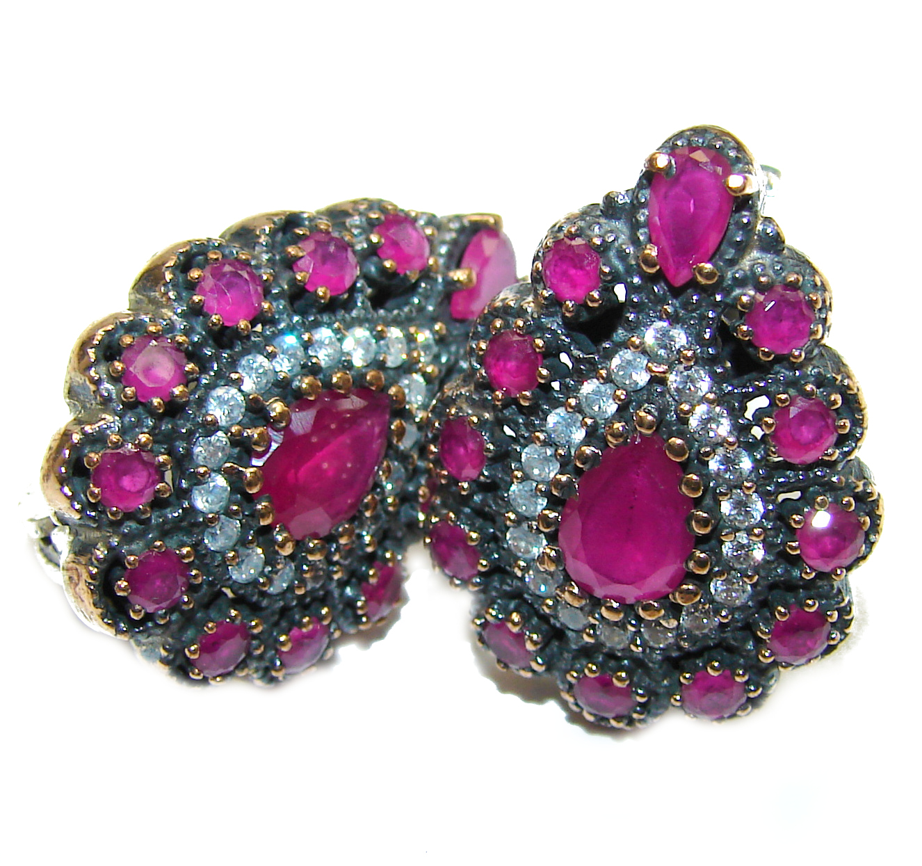 Trendy created Ruby Sterling Silver handmade earrings