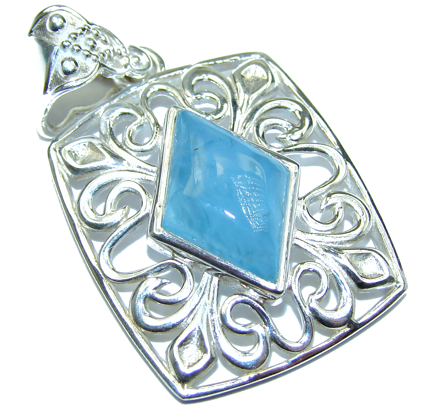 Genuine Aquamarine .925 Sterling Silver handmade Pendant
