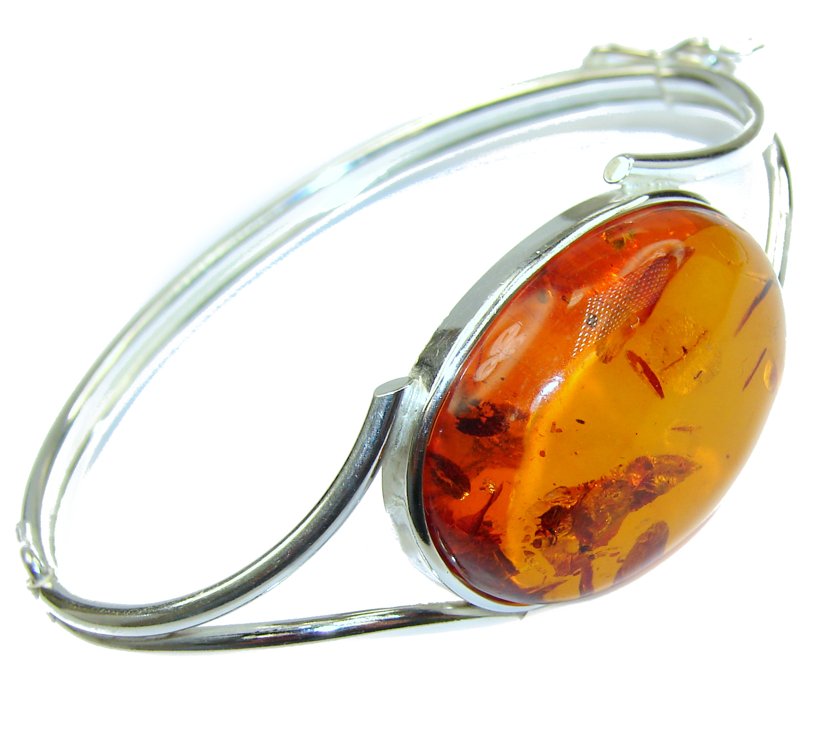 Wonderful genuine Baltic Amber Sterling Silver handmade Bracelet / Cuff