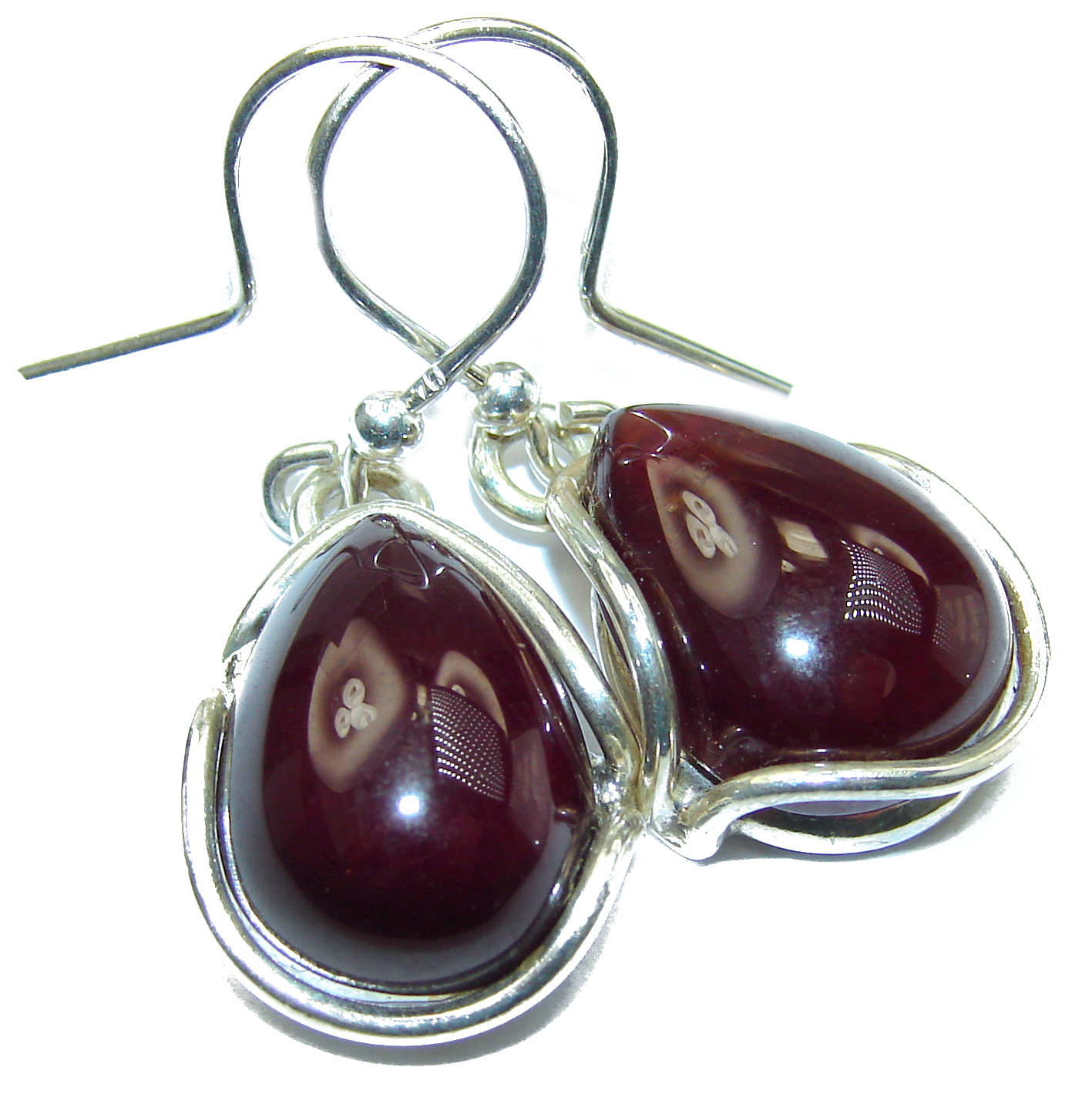Authentic 32ct Garnet .925 Sterling Silver handmade earrings