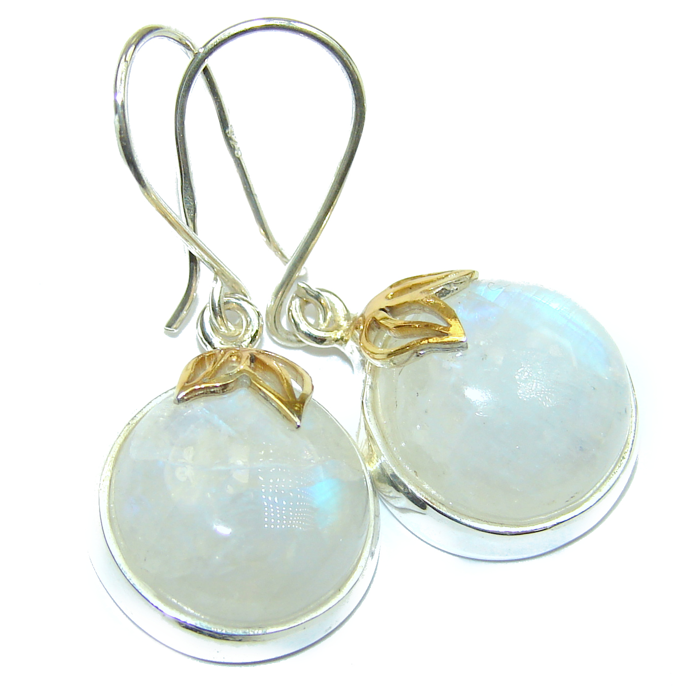 Genuine Fire Moonstone .925 Sterling Silver handcrafted Earrings