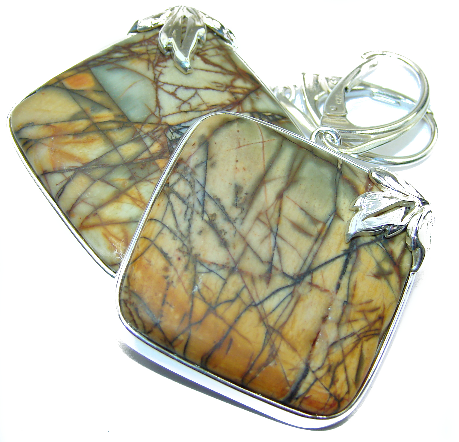 Great Picasso Jasper .925 Sterling Silver handmade earrings