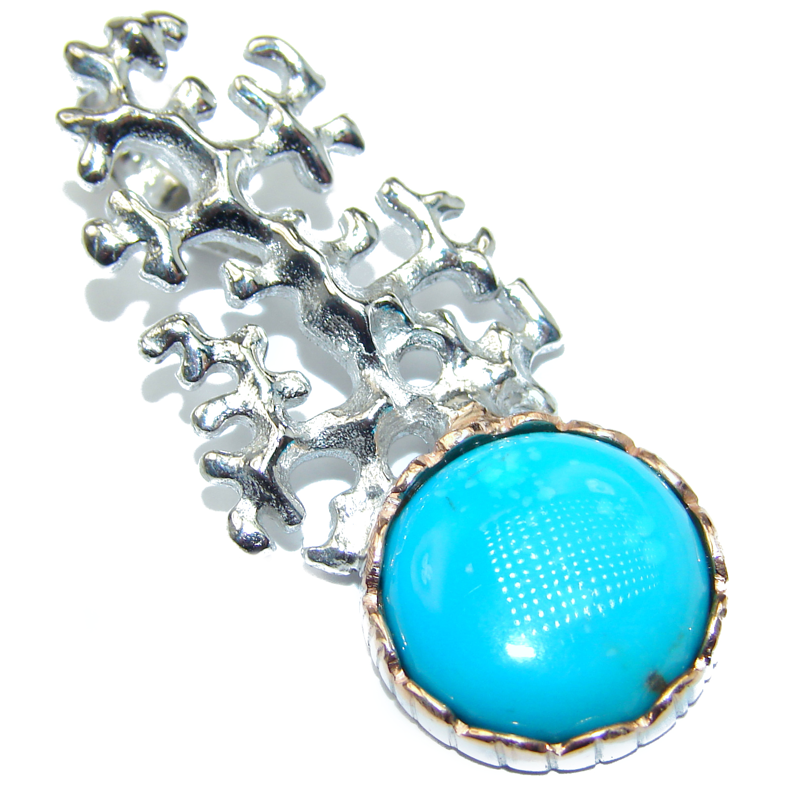 Exquisite Sleeping Beauty Turquoise .925 Sterling Silver handmade Pendant
