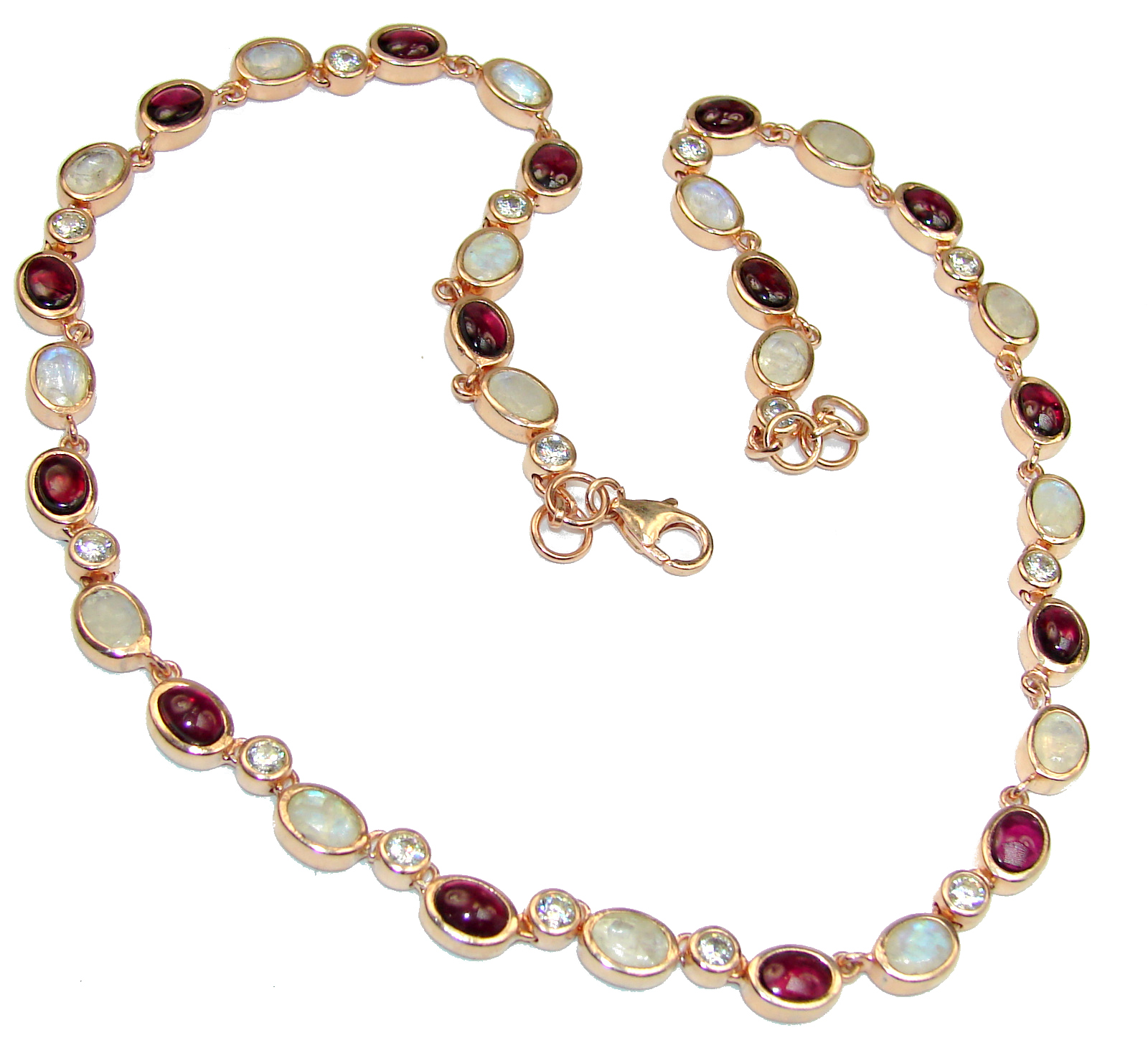 Great Masterpiece genuine Moonstone 14K Gold over .925 Sterling Silver handmade necklace