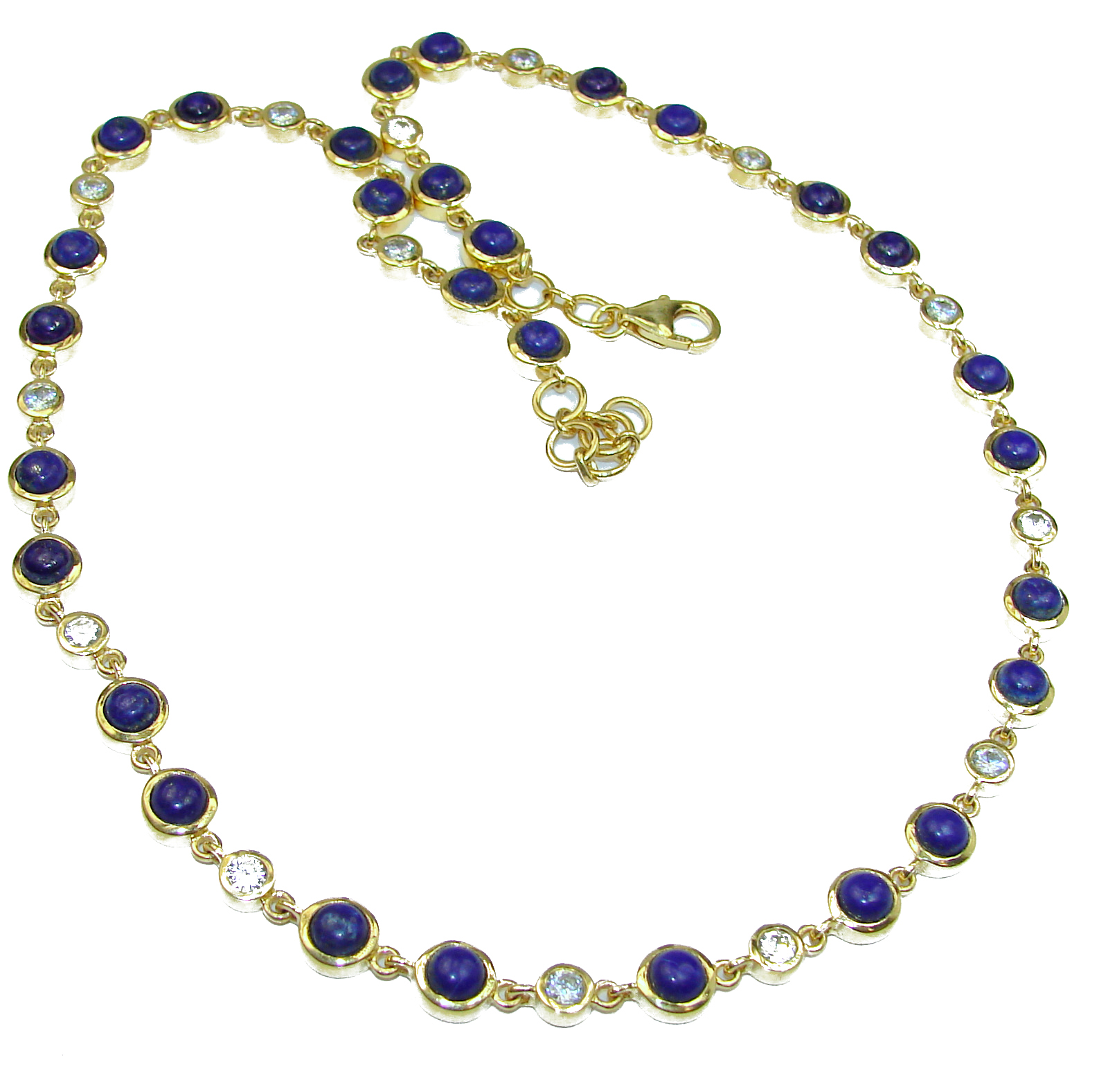 Great Masterpiece genuine Lapis Lazuli 14K Gold over .925 Sterling Silver handmade necklace
