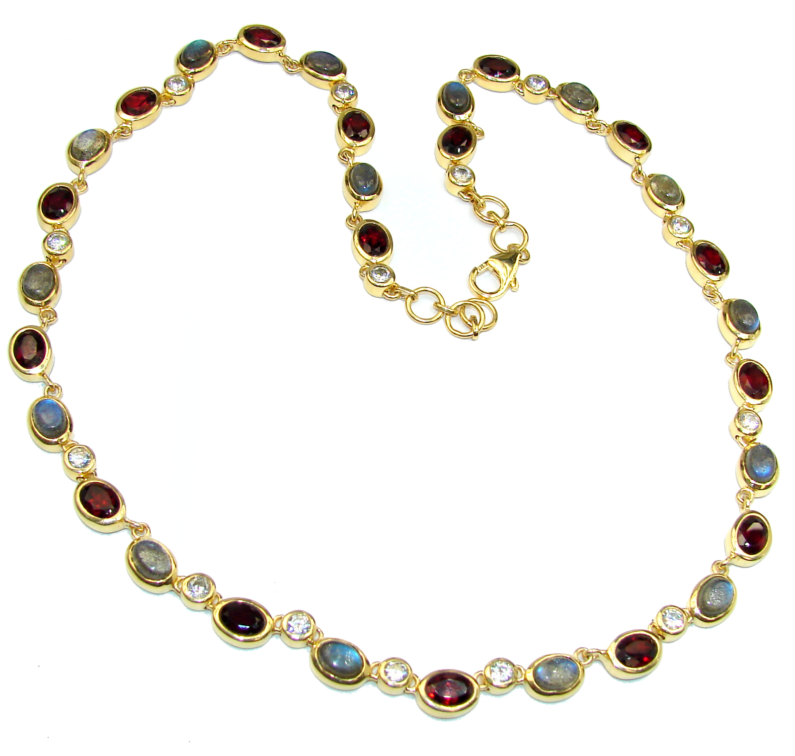 Great Masterpiece genuine Labradorite 14K Gold over .925 Sterling Silver handmade necklace