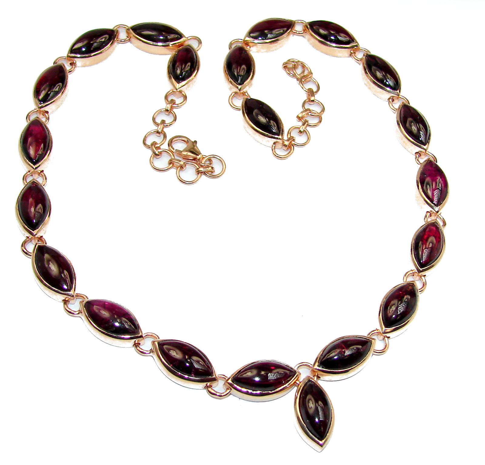 Great Masterpiece genuine Garnet 14K Gold over .925 Sterling Silver handmade necklace