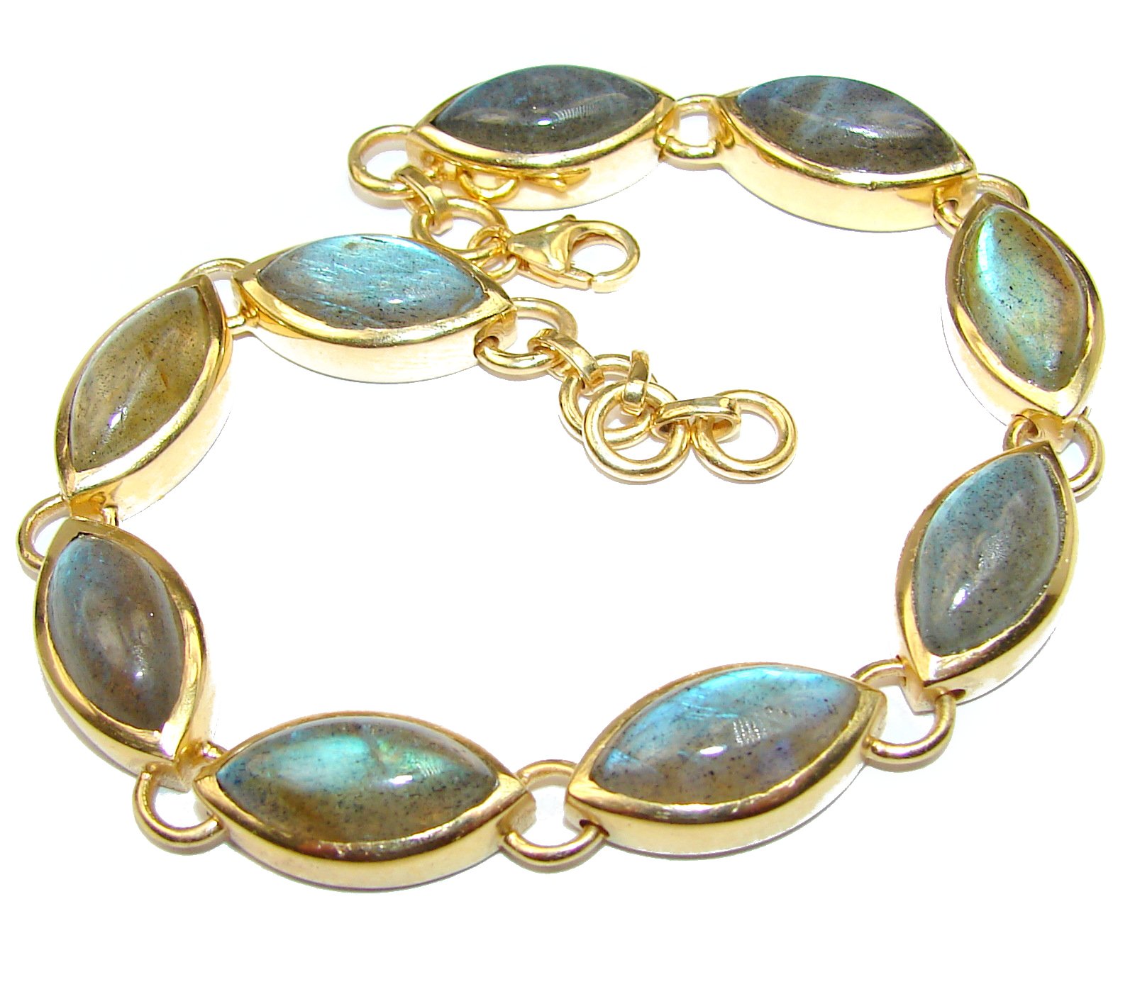 New Galaxy Fire Labradorite 14K Gold over .925 Sterling Silver handmade Bracelet