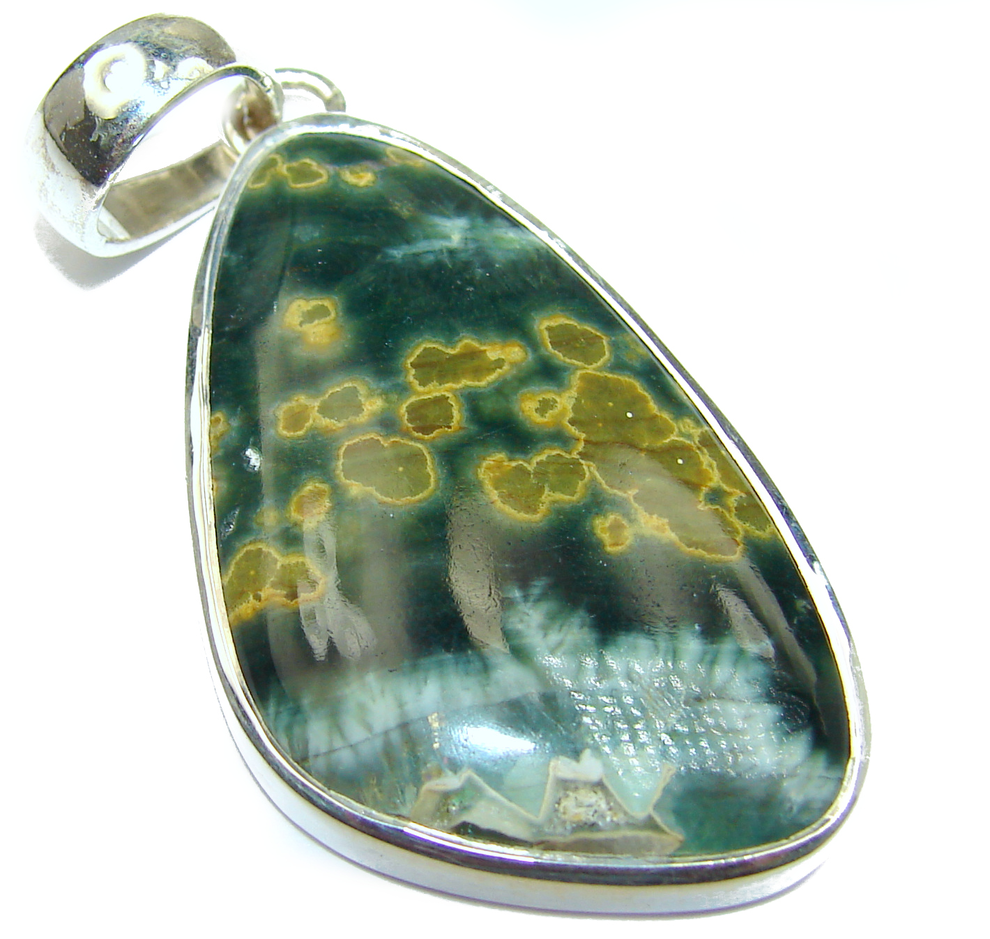SENSATIONAL Ocean Jasper .925 Sterling Silver handmade pendant
