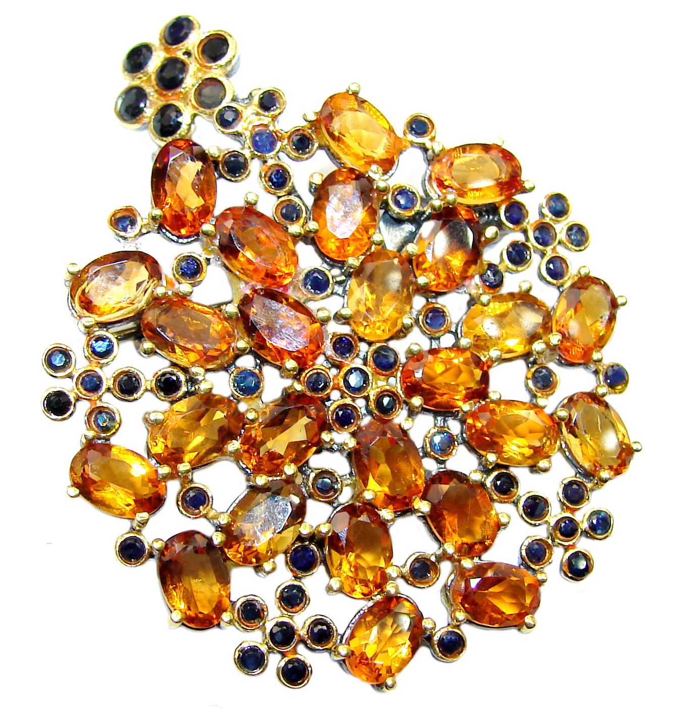 Spectacular authentic Mandarinian Garnet .925 Sterling Silver handmade Pendant/pin