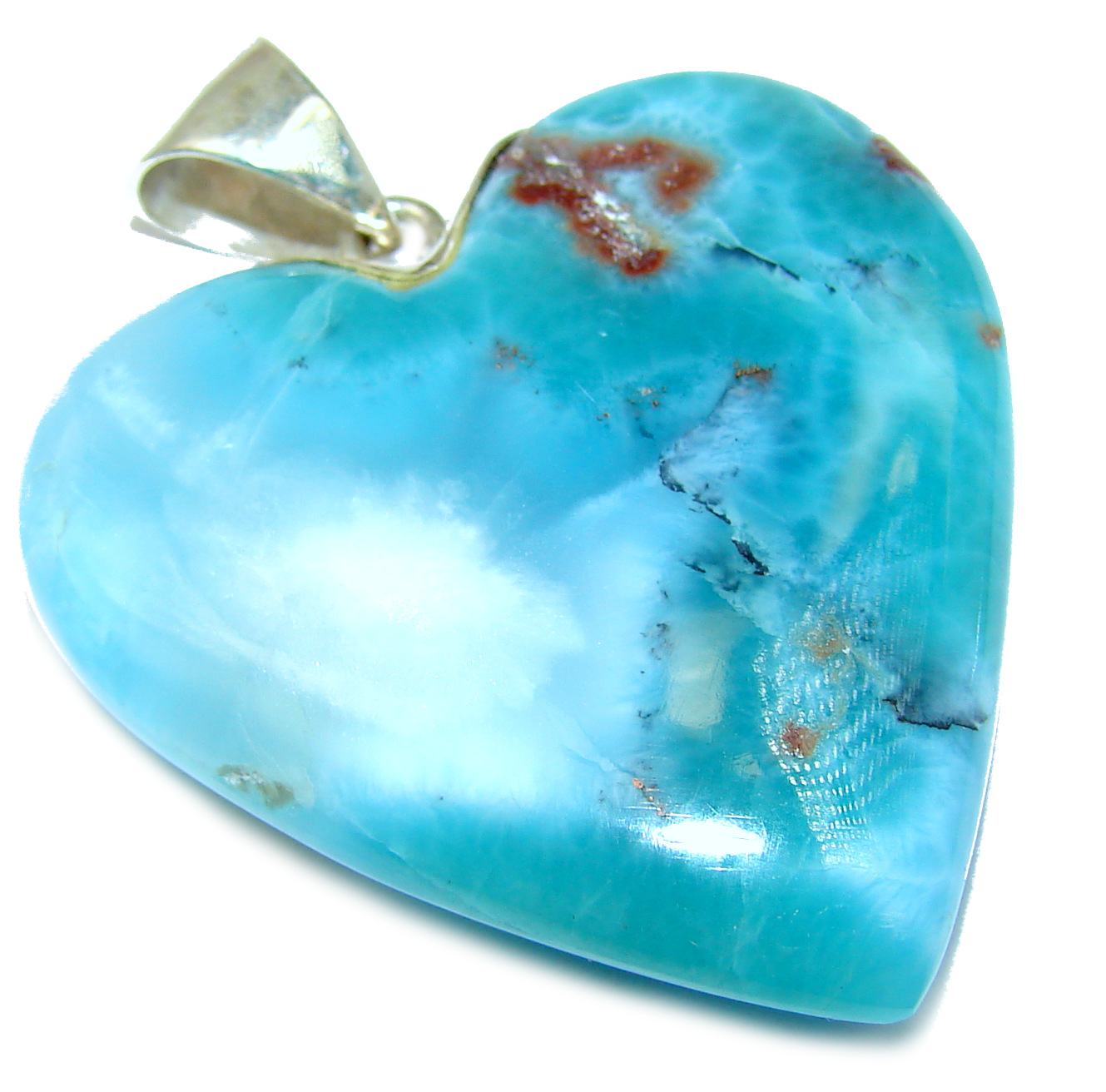 Angel's Heart amazing quality Larimar .925 Sterling Silver handmade pendant