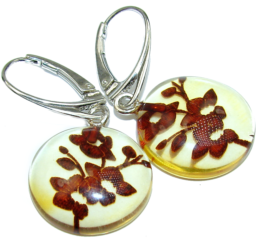 Gorgeous Polish Baltic Amber .925 Sterling Silver entirely handcrafted earrings