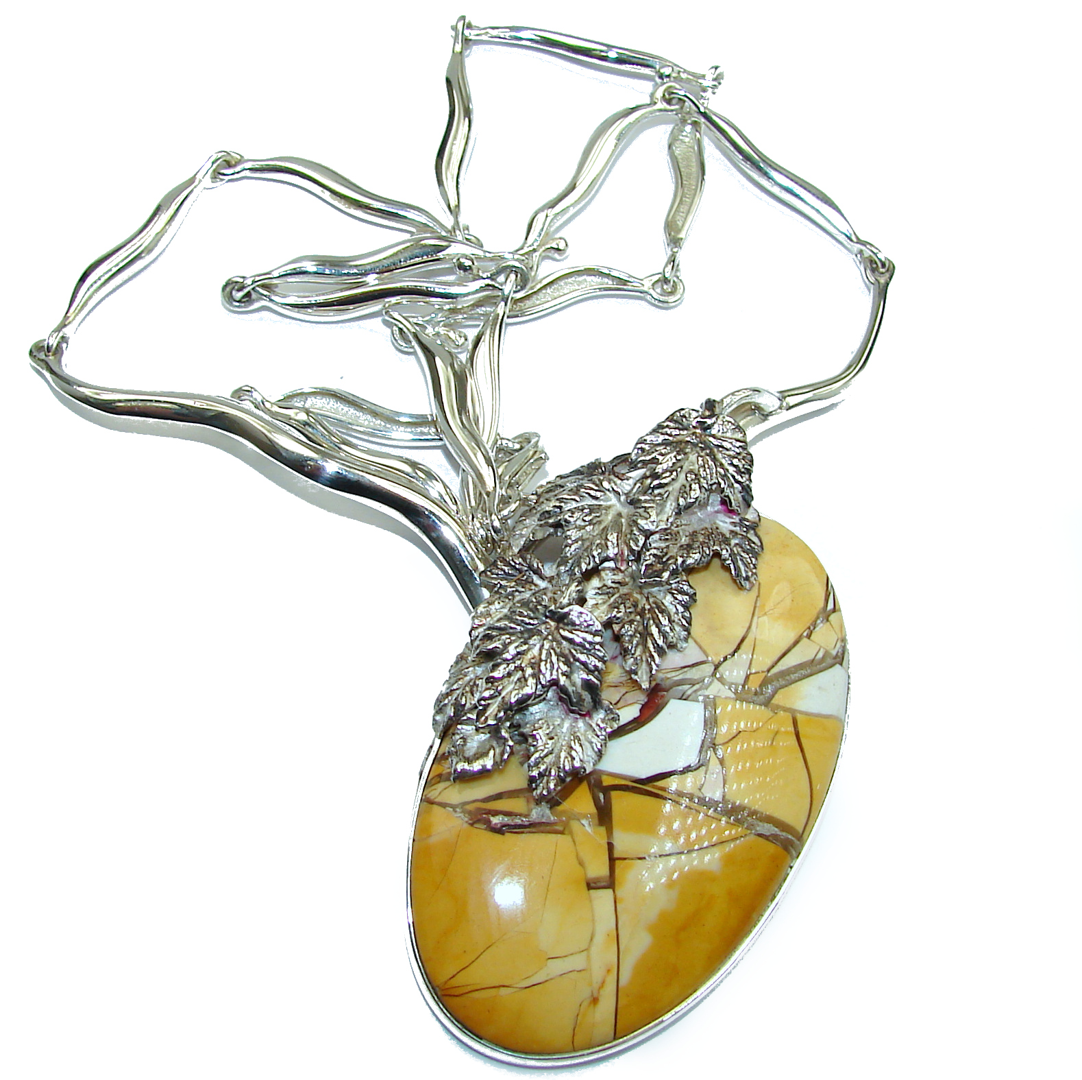 Aura Of Beauty Australian Mookaite Jasper oxidized .925 Sterling Silver necklace