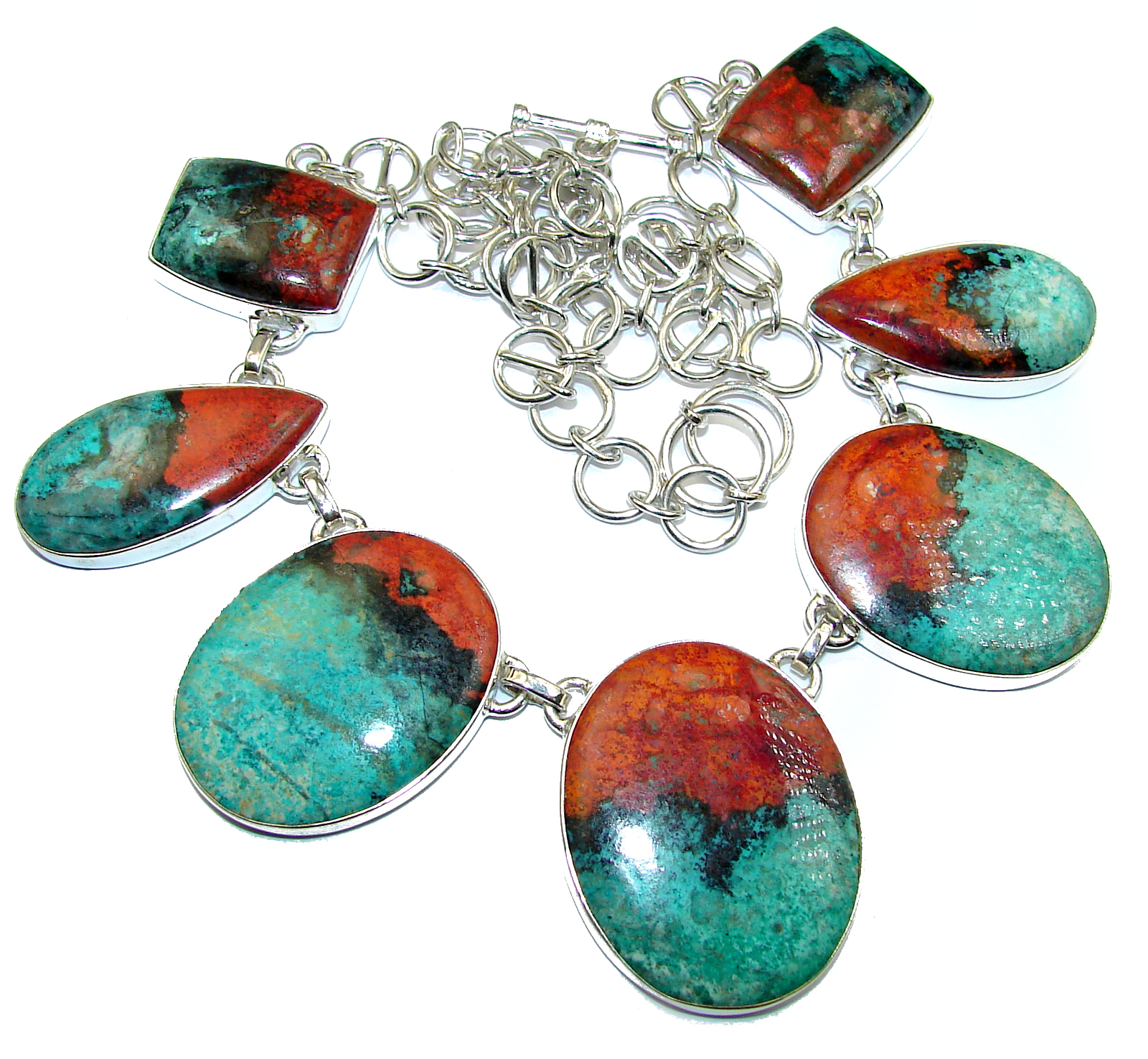 Massive best quality Sonora Jasper .925 Sterling Silver handmade Necklace