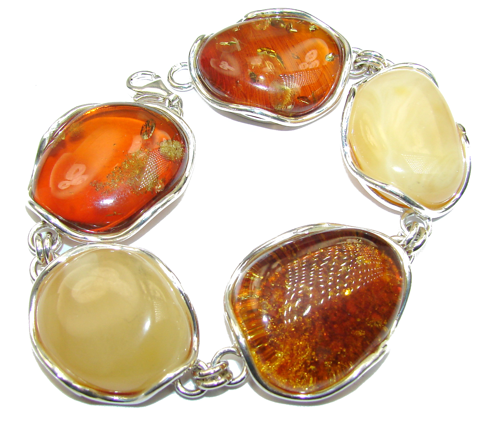 Beautiful Butterscotch AAA Baltic Polish Amber .925 Sterling Silver handcrafted Bracelet