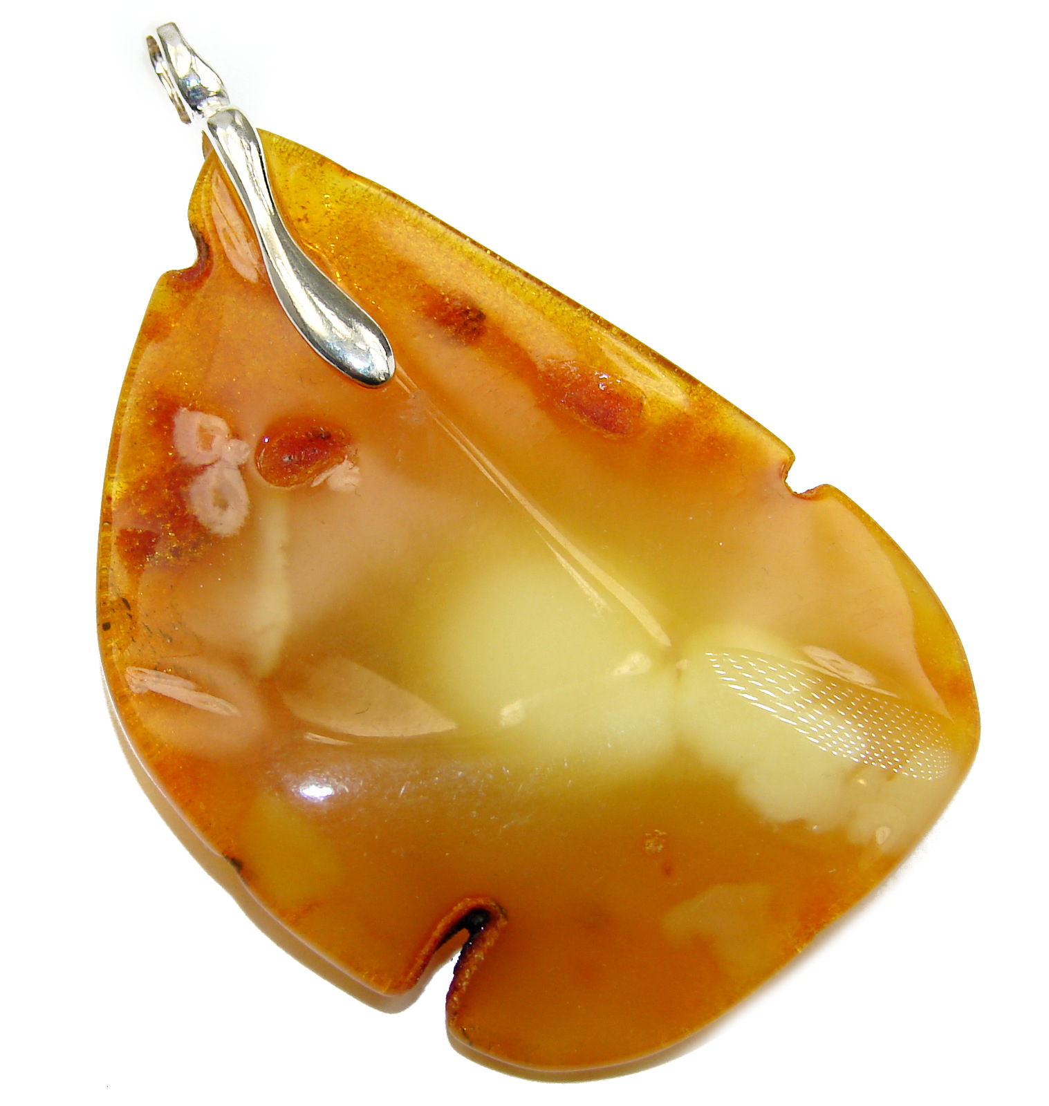 Natural Baltic Butterscotch Amber .925 Sterling Silver handmade Pendant