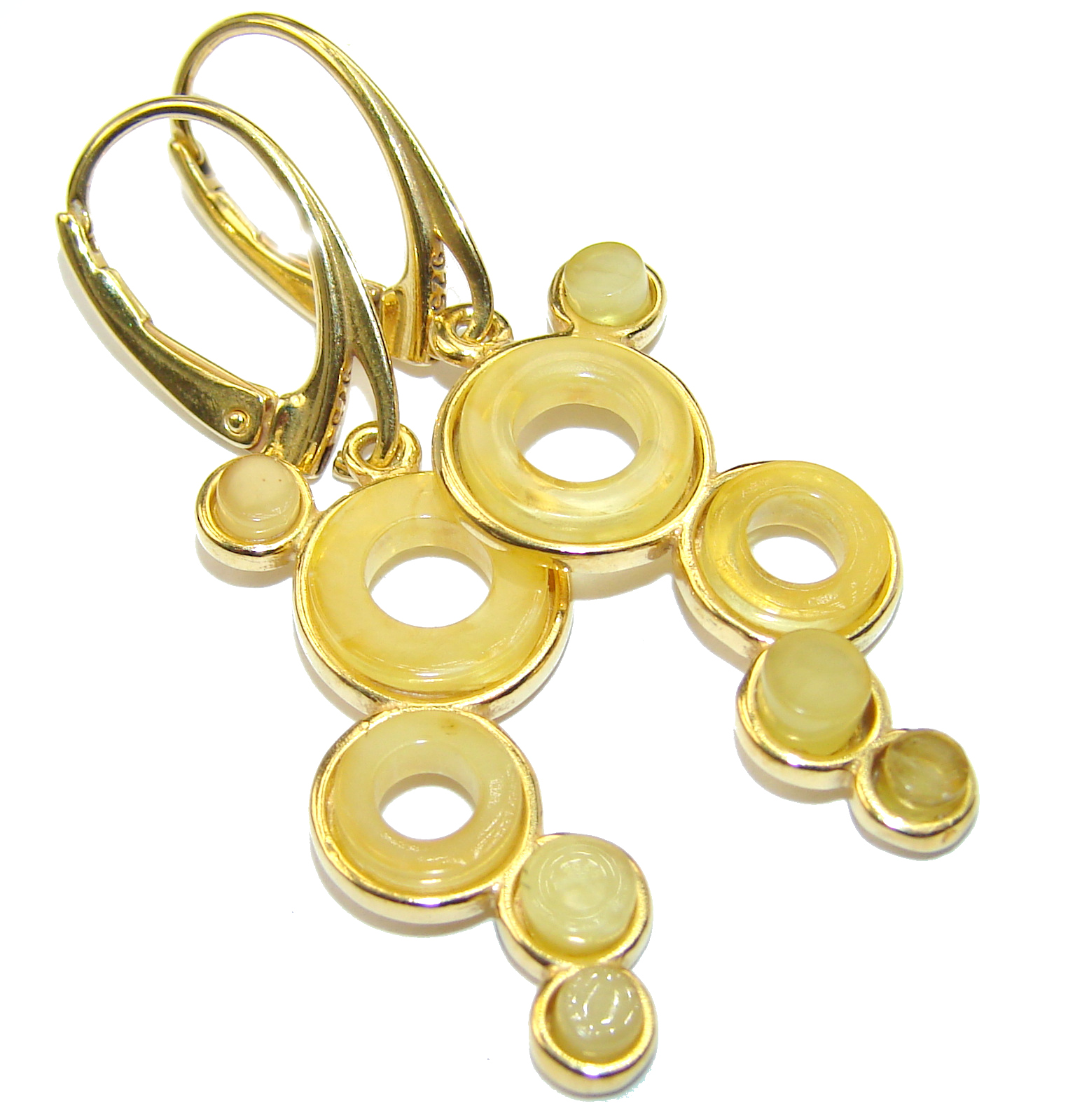 Gorgeous Polish Baltic Amber 14k Gold over .925 Sterling Silver entirely handcrafted earrings