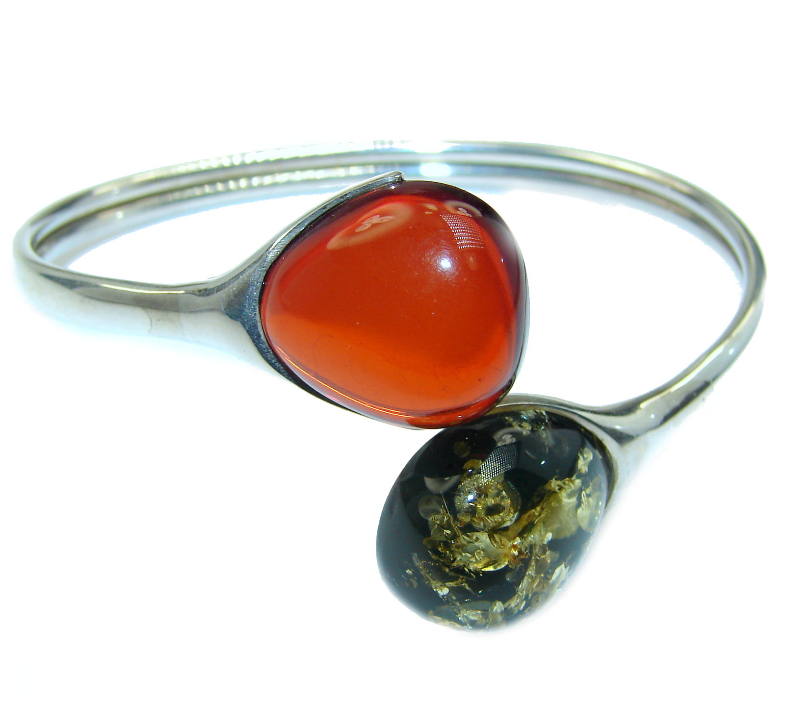 You and Me Genuine Polish Amber .925 Sterling Silver handamde Bracelet / Cuff