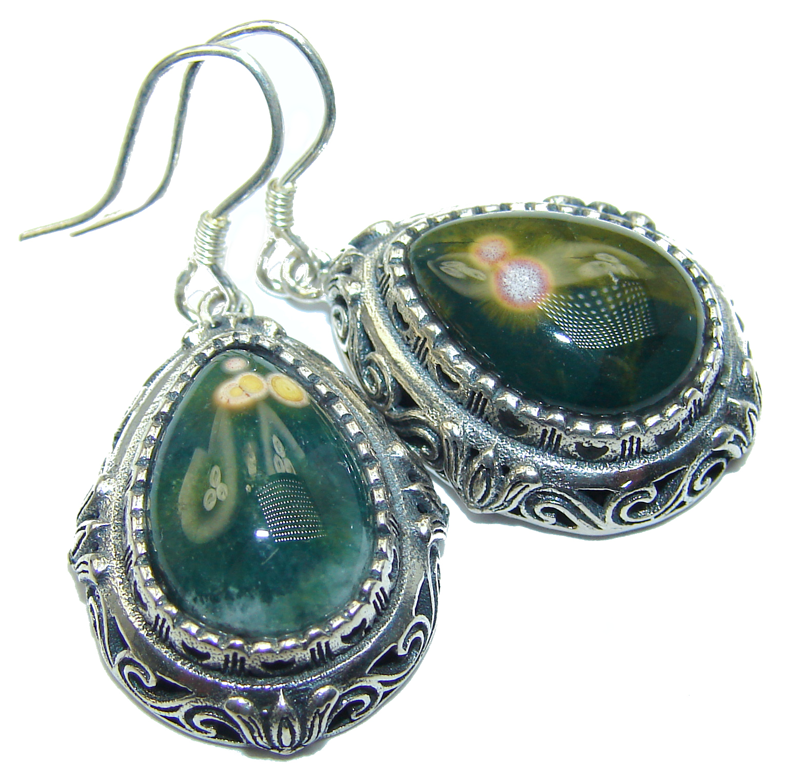 Natural Beauty Ocean Jasper .925 Sterling Silver handmade Earrings