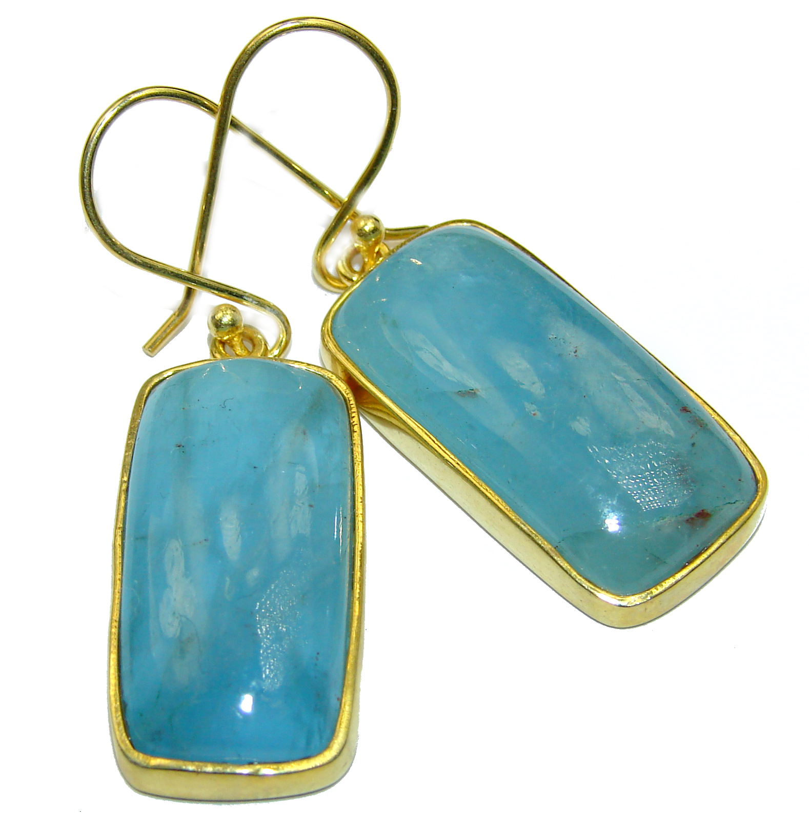 Simple Style genuine Aquamarine .925 Sterling Silver handmade earrings