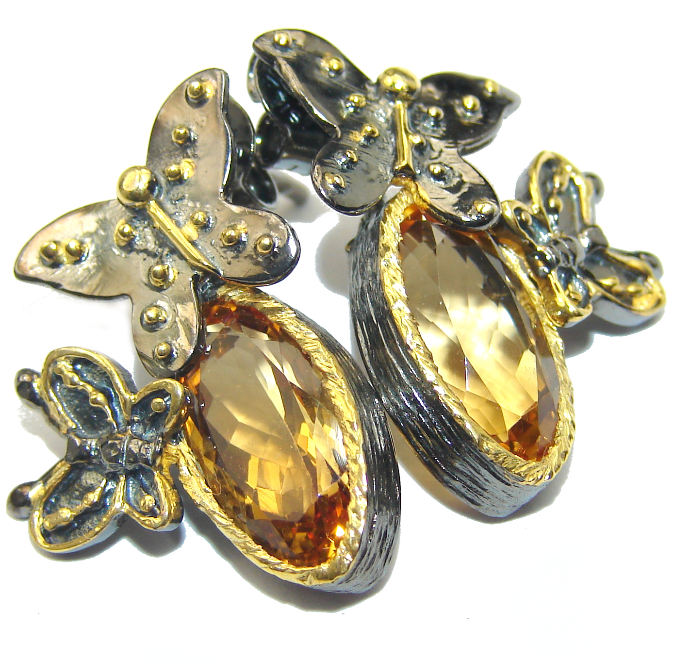 Vintage Style Authentic Citrine .925 Sterling Silver handmade earrings
