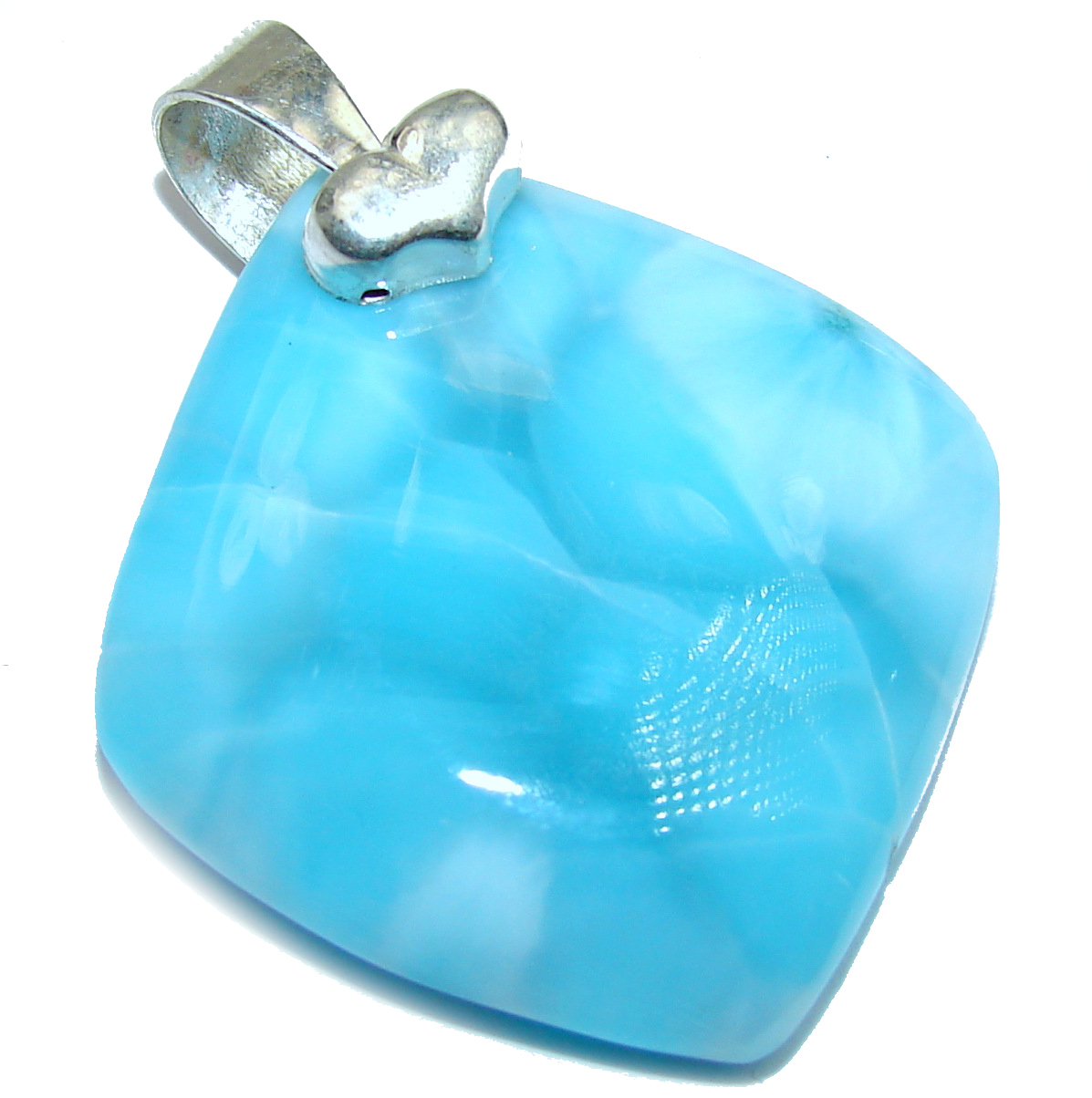 Reflection of Caribbean Sea Larimar .925 Sterling Silver handmade pendant