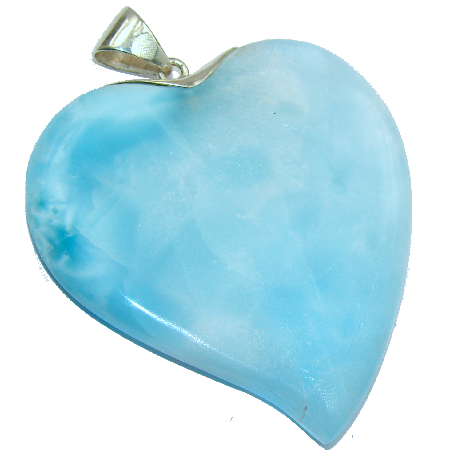 Huge Angel's Heart amazing quality Larimar .925 Sterling Silver handmade pendant