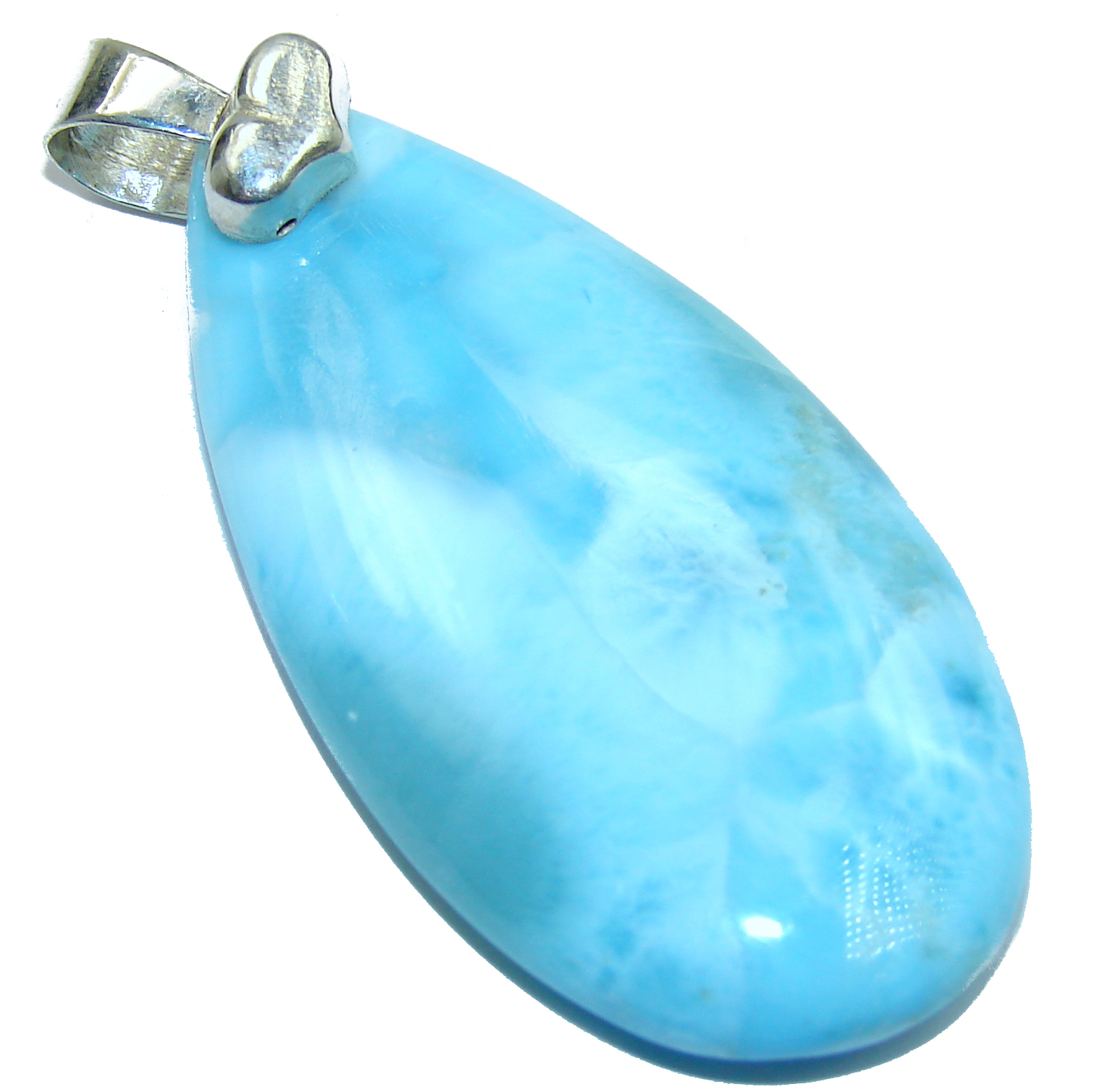 Reflection of Caribbean Sea Larimar .925 Sterling Silver handmade pendant