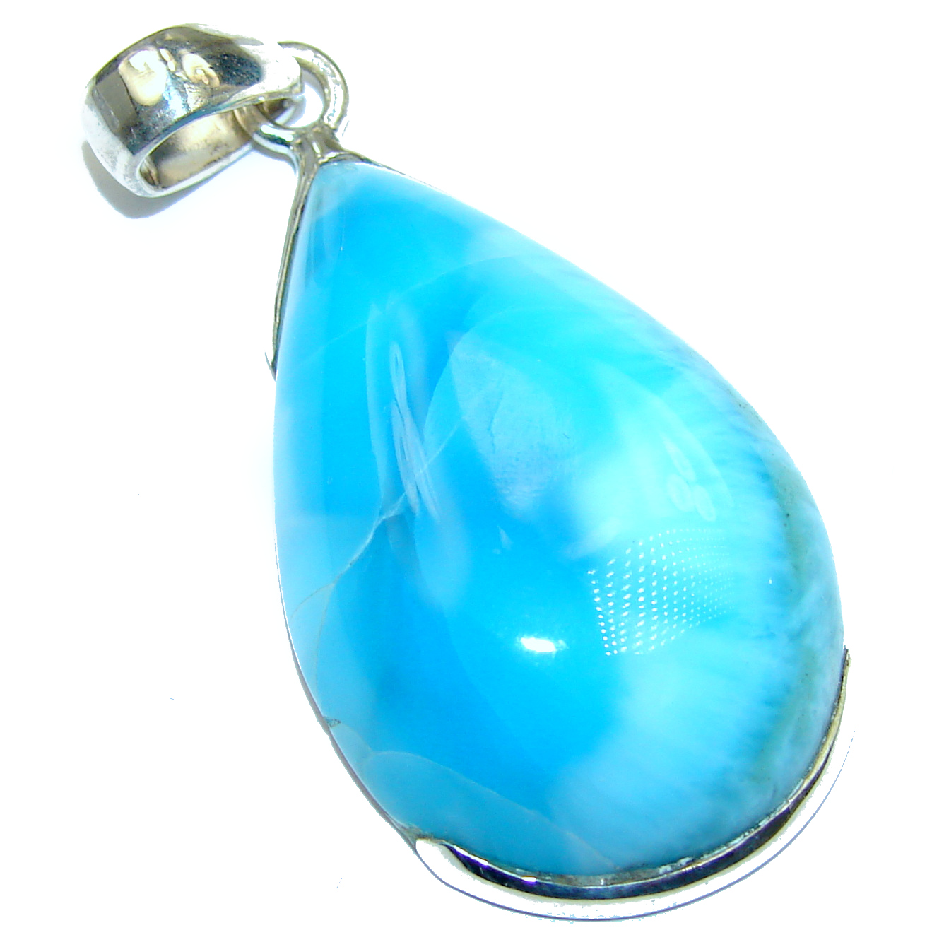 Perfectly Blue Caribbean Larimar .925 Sterling Silver handmade pendant