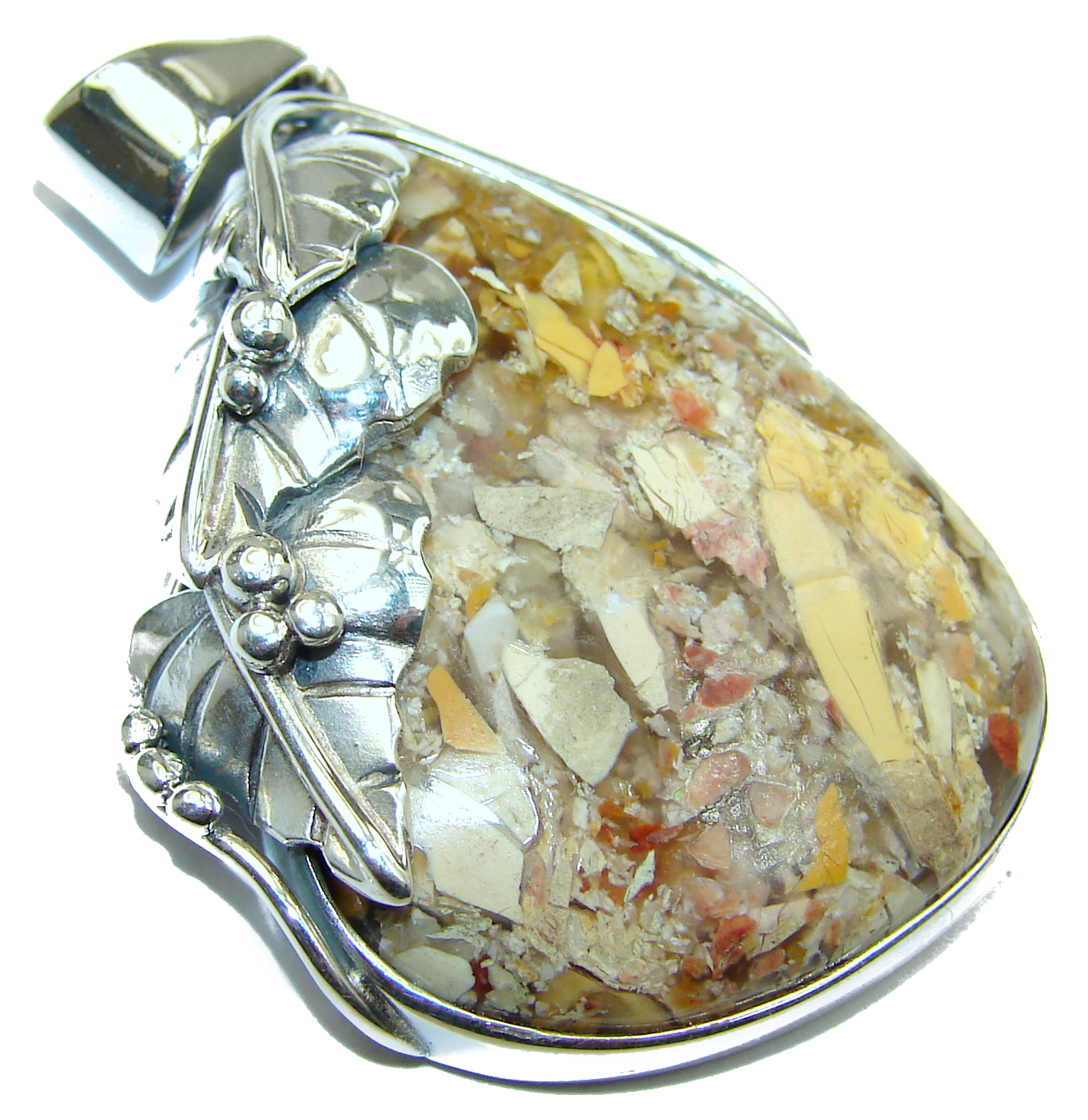 Australian Bracciated Mookaite Jasper .925 Sterling Silver handcrafted pendant