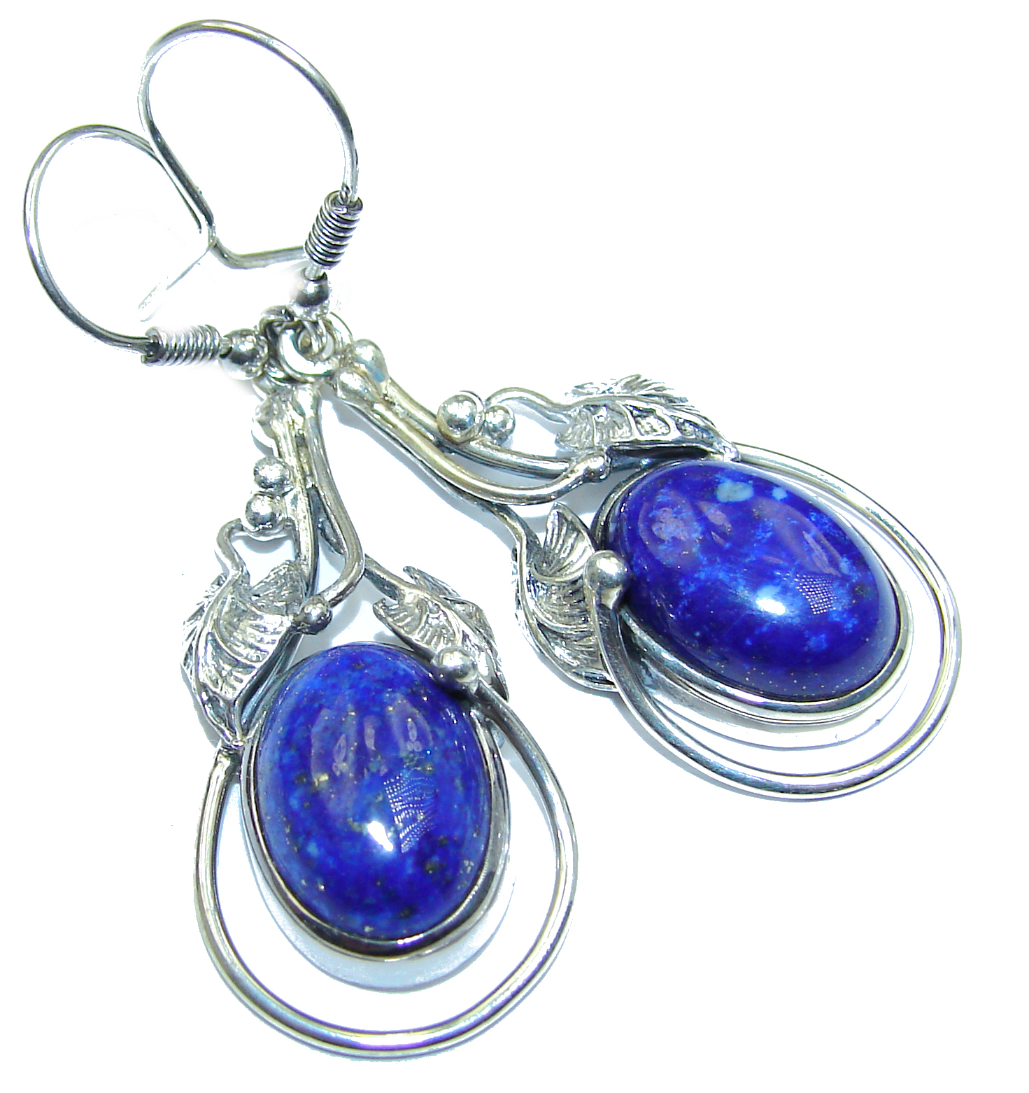 Bold Navy Blue Lapis Lazuli .925 Sterling Silver handmade earrings