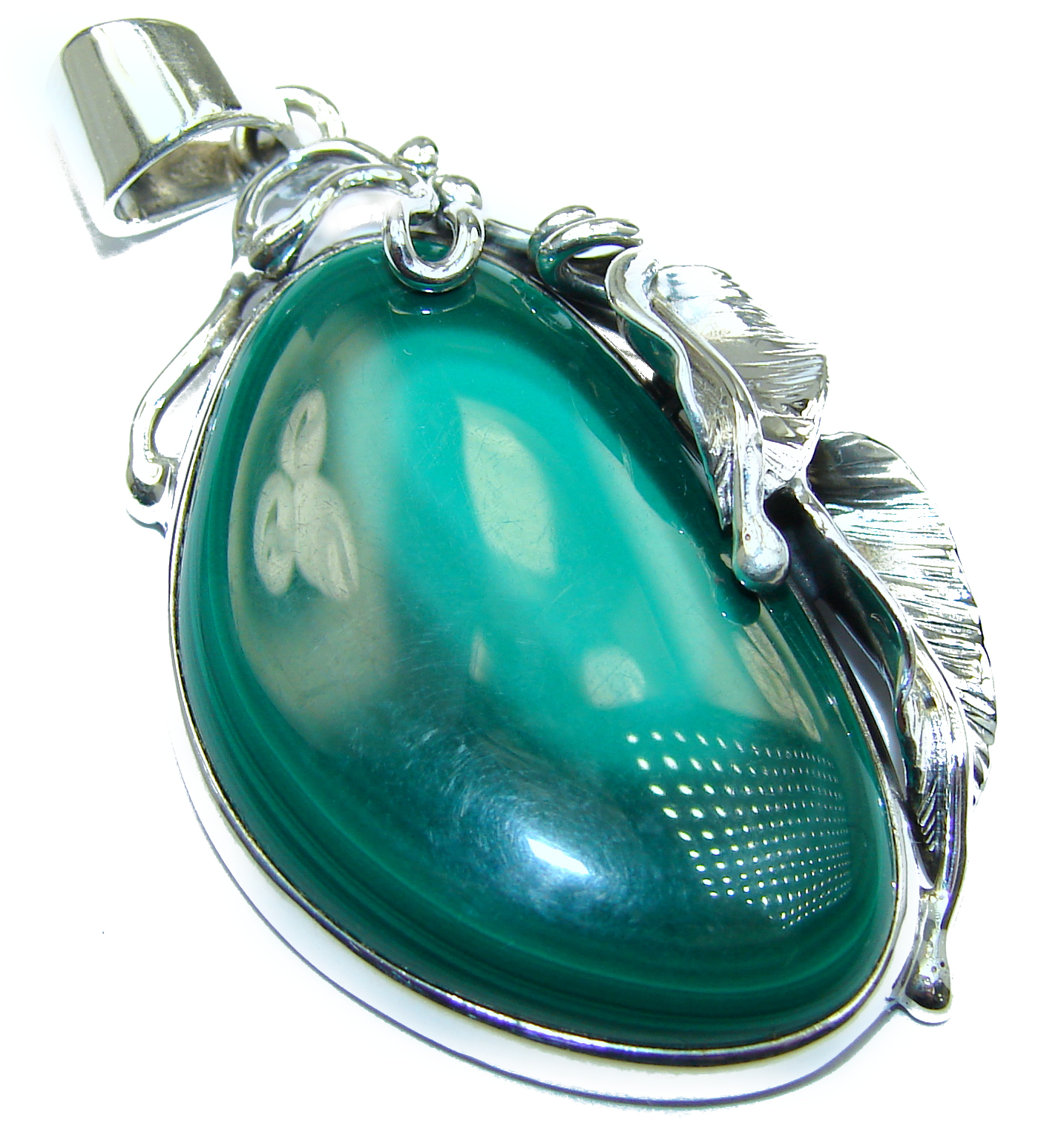 Top Quality Malachite Oxidized .925 Sterling Silver handmade Pendant