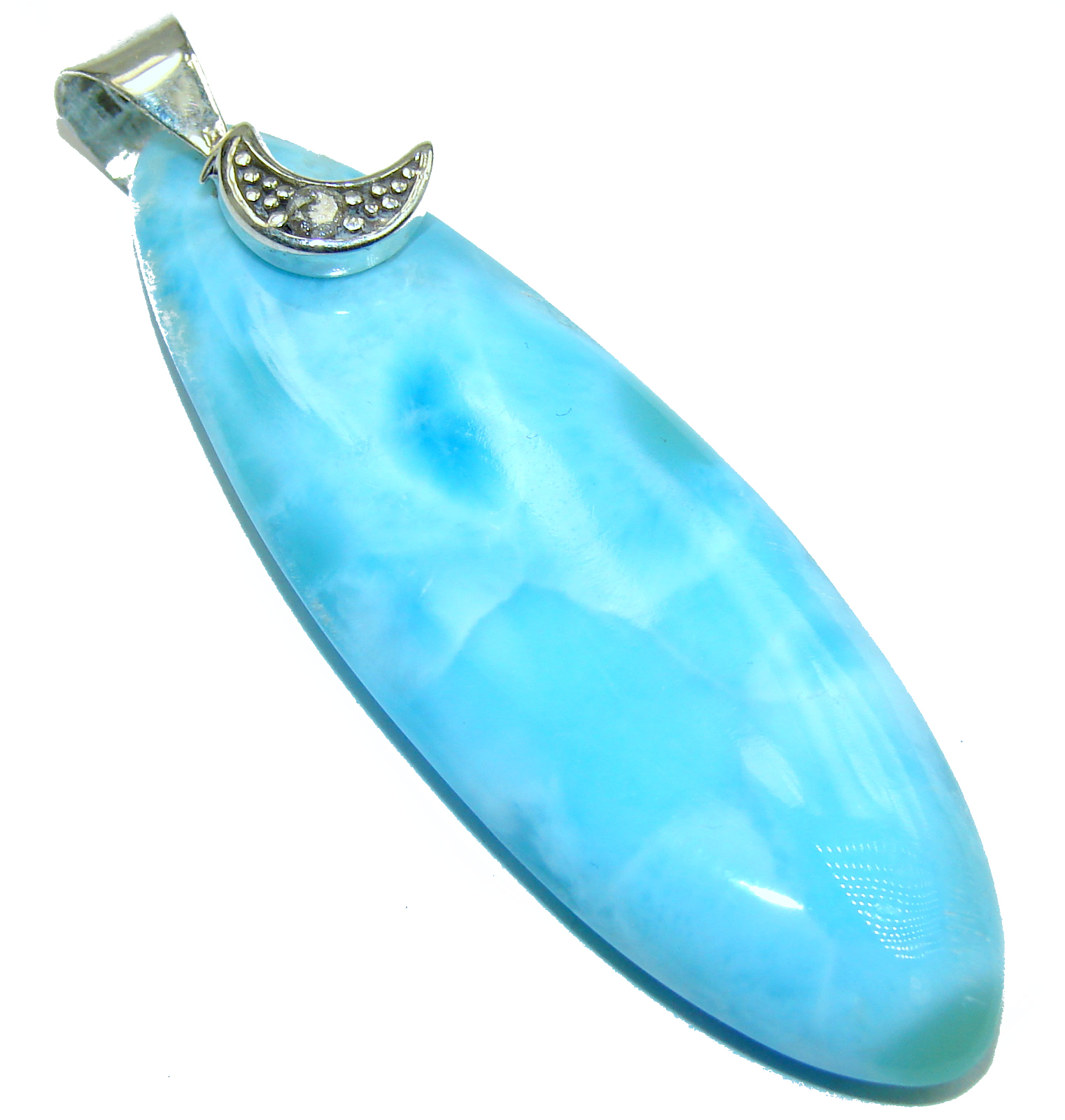 Perfectly Blue Caribbean Larimar .925 Sterling Silver handmade pendant