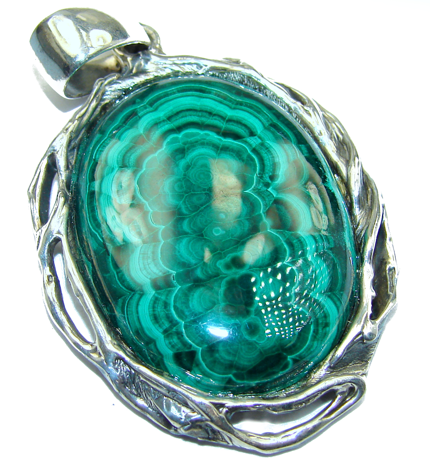 Top Quality Malachite Oxidized .925 Sterling Silver handmade Pendant