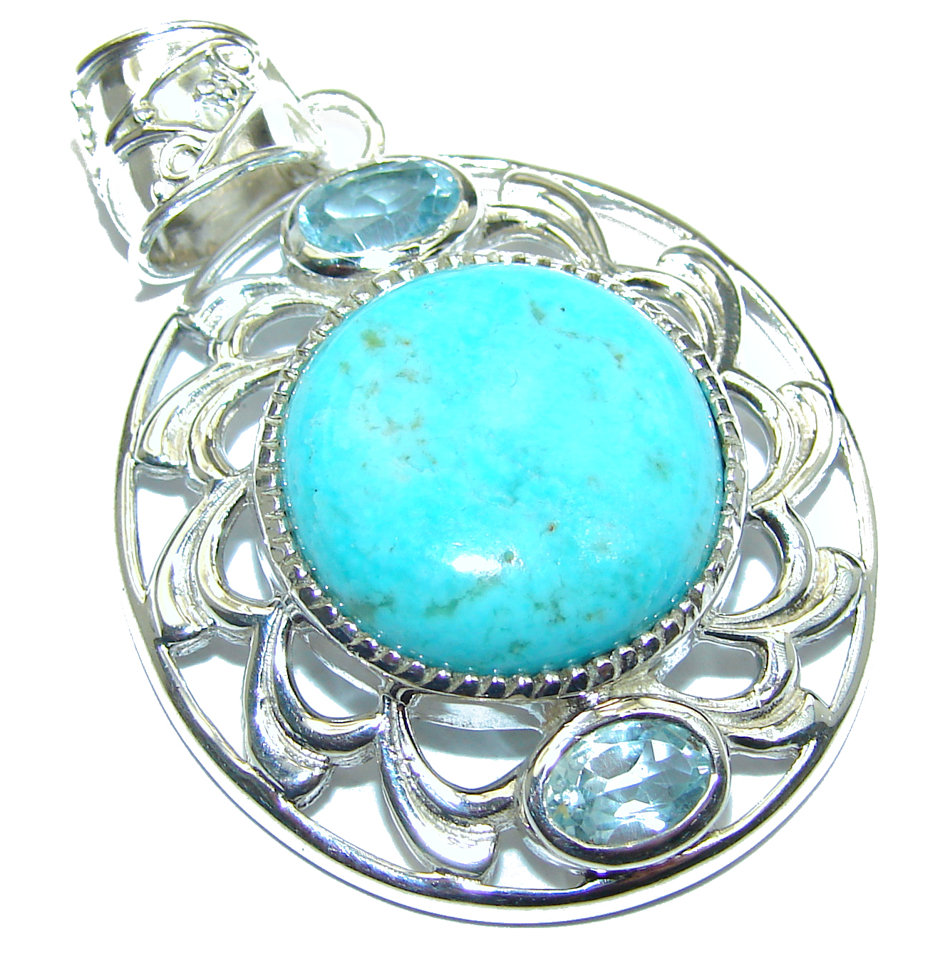 Exquisite Sleeping Beauty Turquoise .925 Sterling Silver handmade Pendant