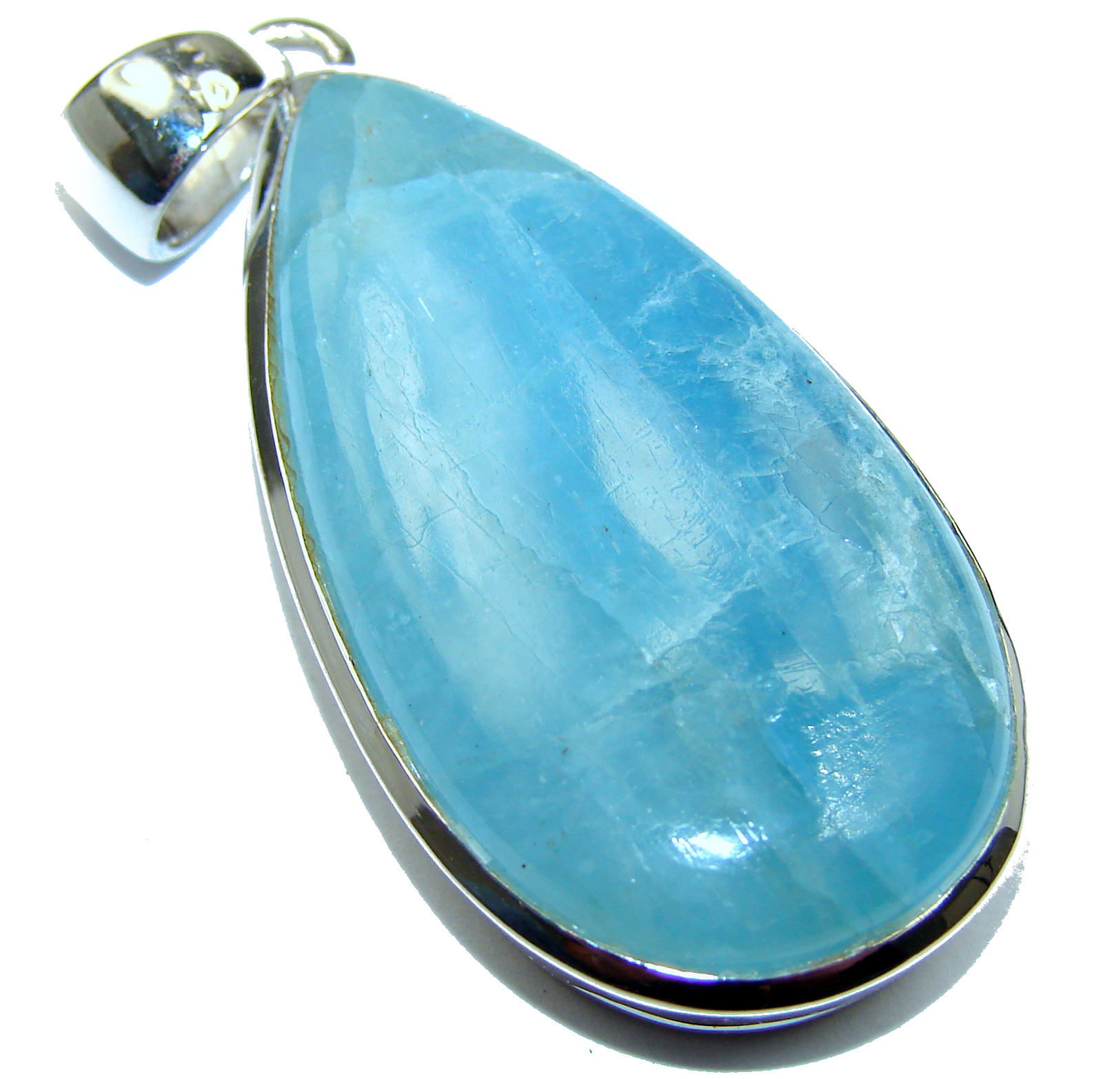 Genuine 83.5 ct Aquamarine .925 Sterling Silver handmade Pendant