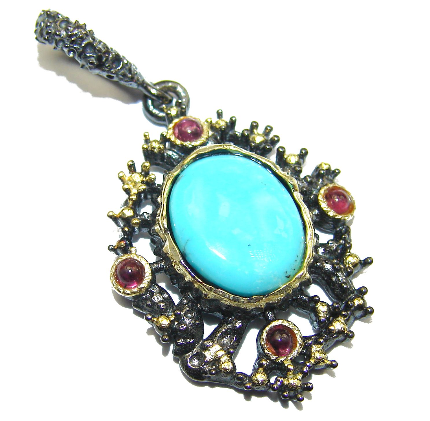 Exquisite Sleeping Beauty Turquoise .925 Sterling Silver handmade Pendant